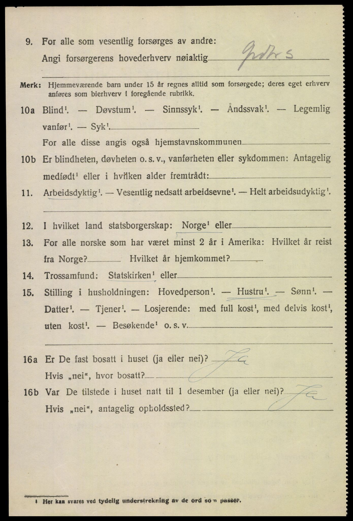 SAH, 1920 census for Vardal, 1920, p. 4556