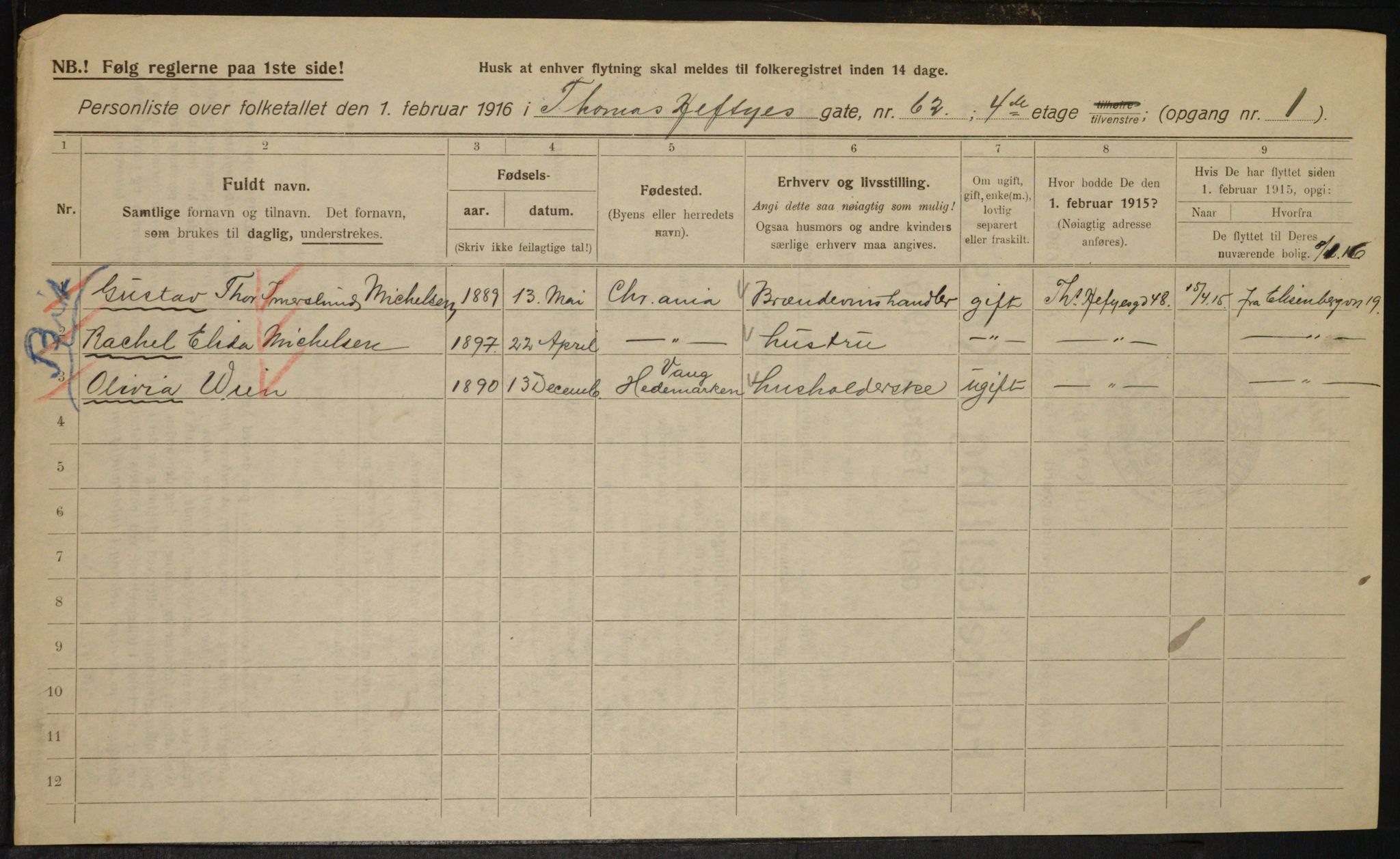 OBA, Municipal Census 1916 for Kristiania, 1916, p. 112314