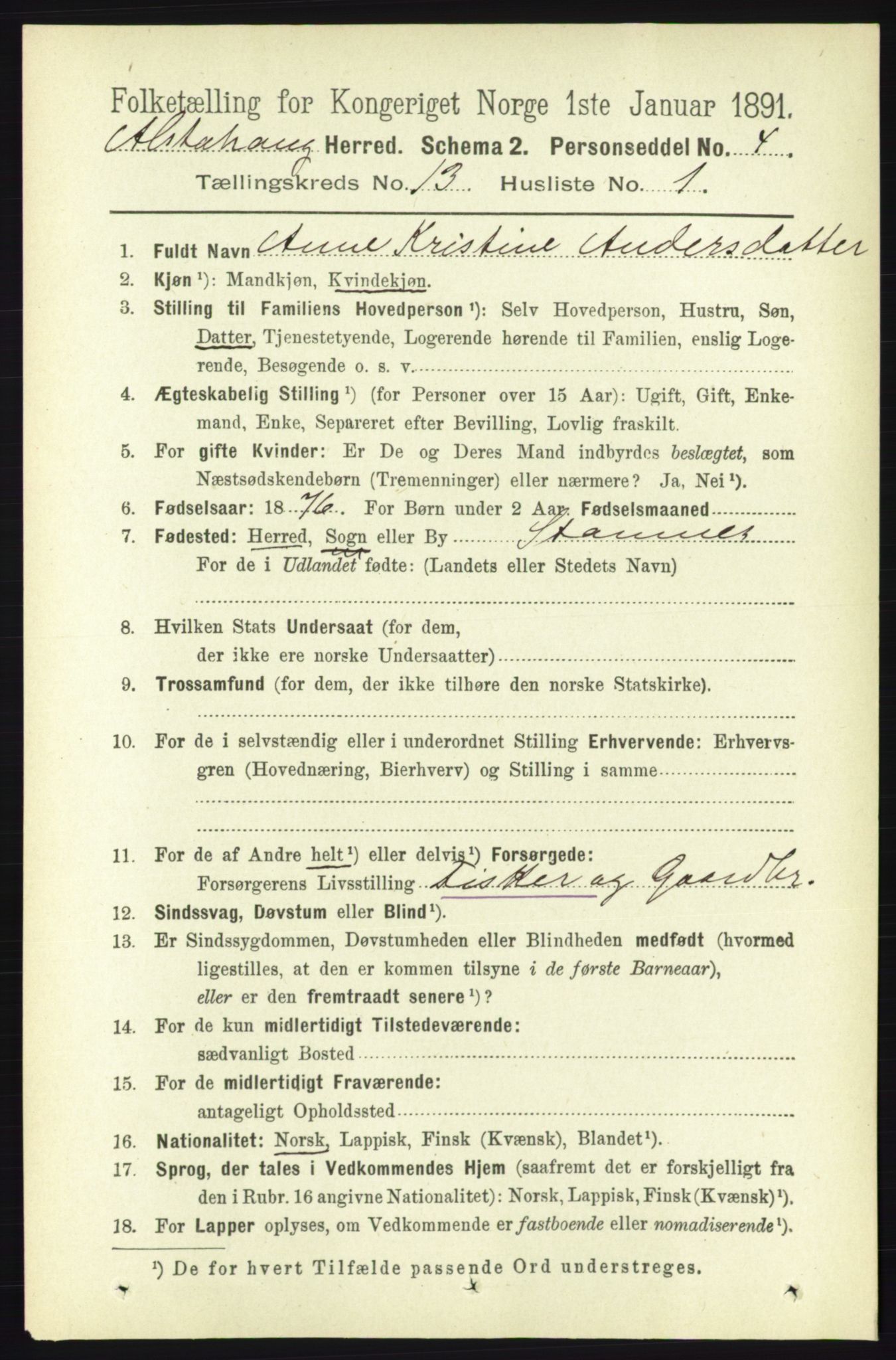 RA, 1891 census for 1820 Alstahaug, 1891, p. 4660