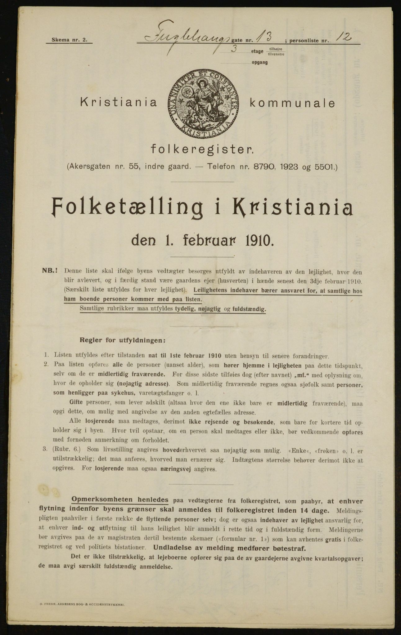 OBA, Municipal Census 1910 for Kristiania, 1910, p. 27086