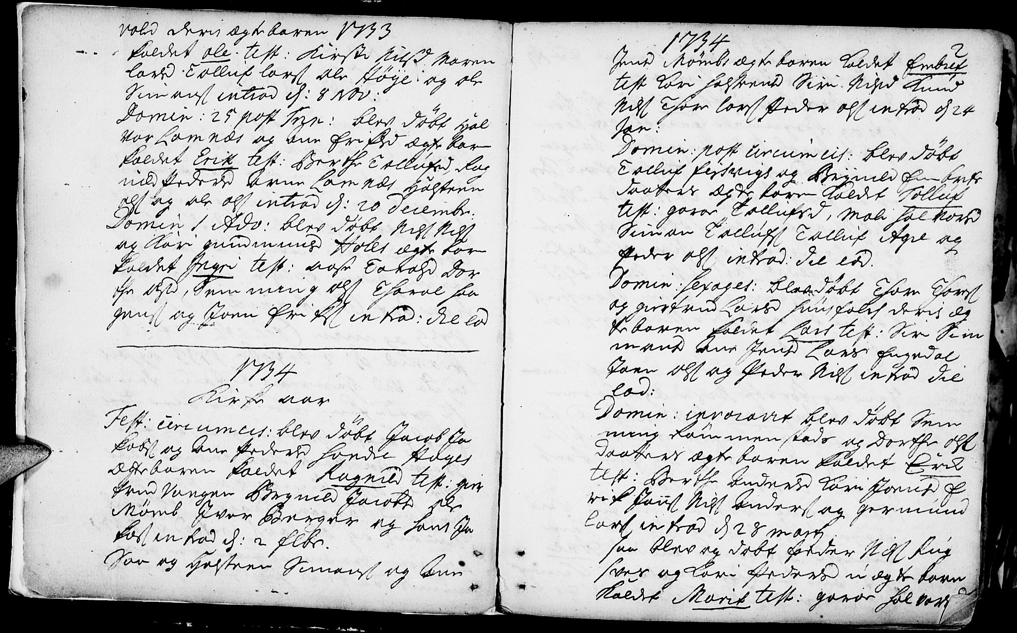 Rendalen prestekontor, SAH/PREST-054/H/Ha/Haa/L0001: Parish register (official) no. 1, 1733-1787, p. 2