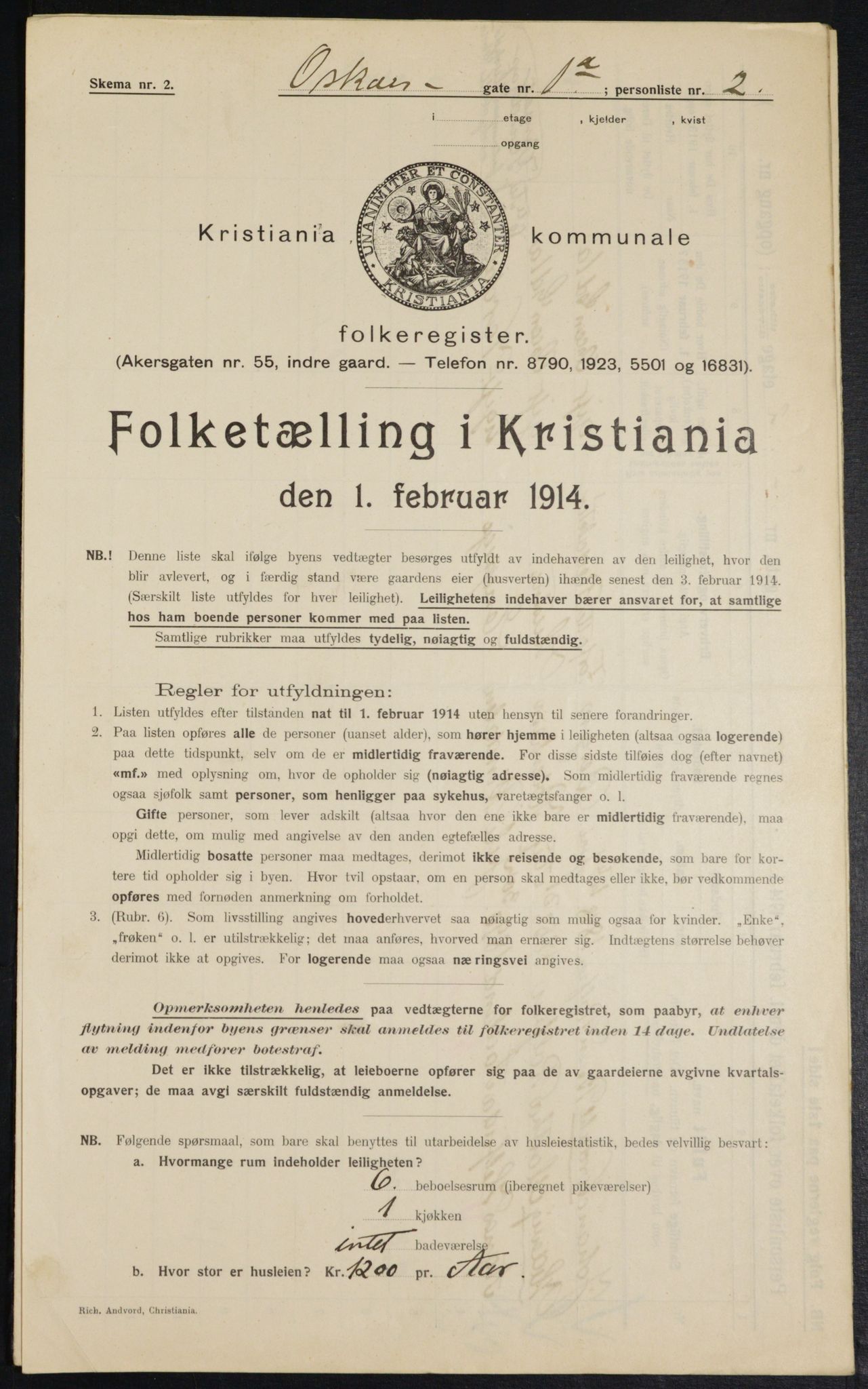 OBA, Municipal Census 1914 for Kristiania, 1914, p. 76121