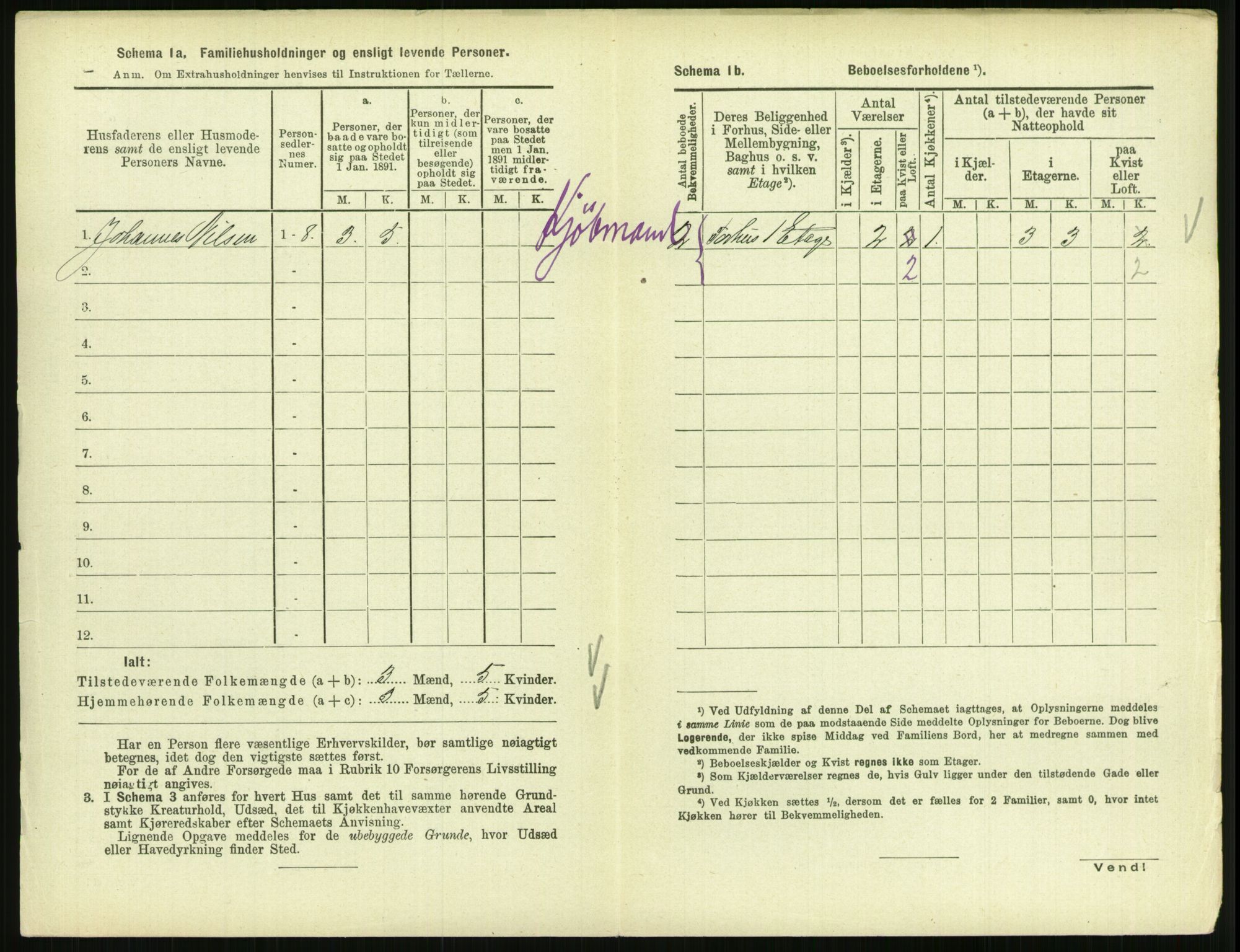 RA, 1891 census for 0801 Kragerø, 1891, p. 1345