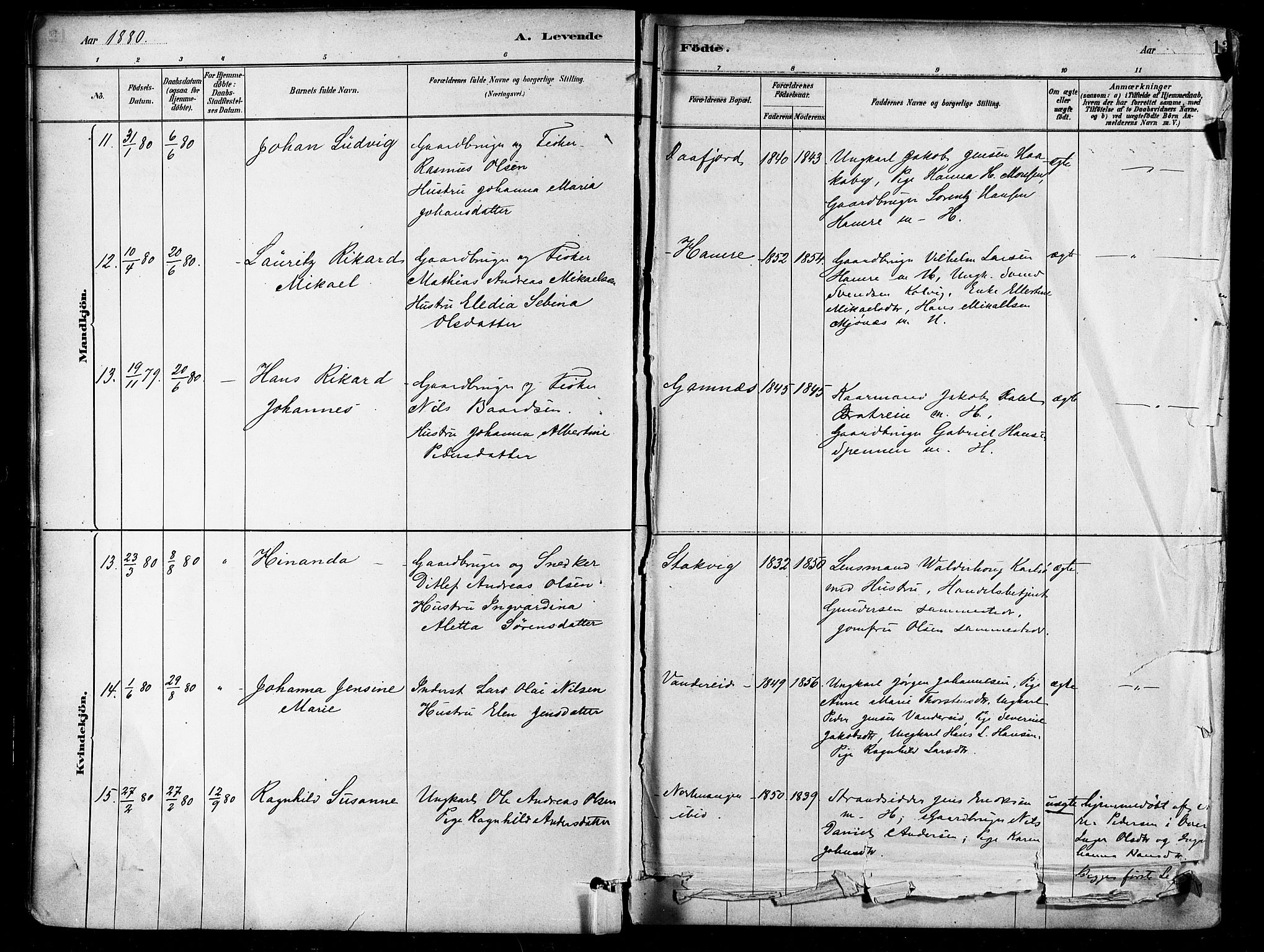 Karlsøy sokneprestembete, SATØ/S-1299/H/Ha/Haa/L0006kirke: Parish register (official) no. 6, 1879-1890, p. 13