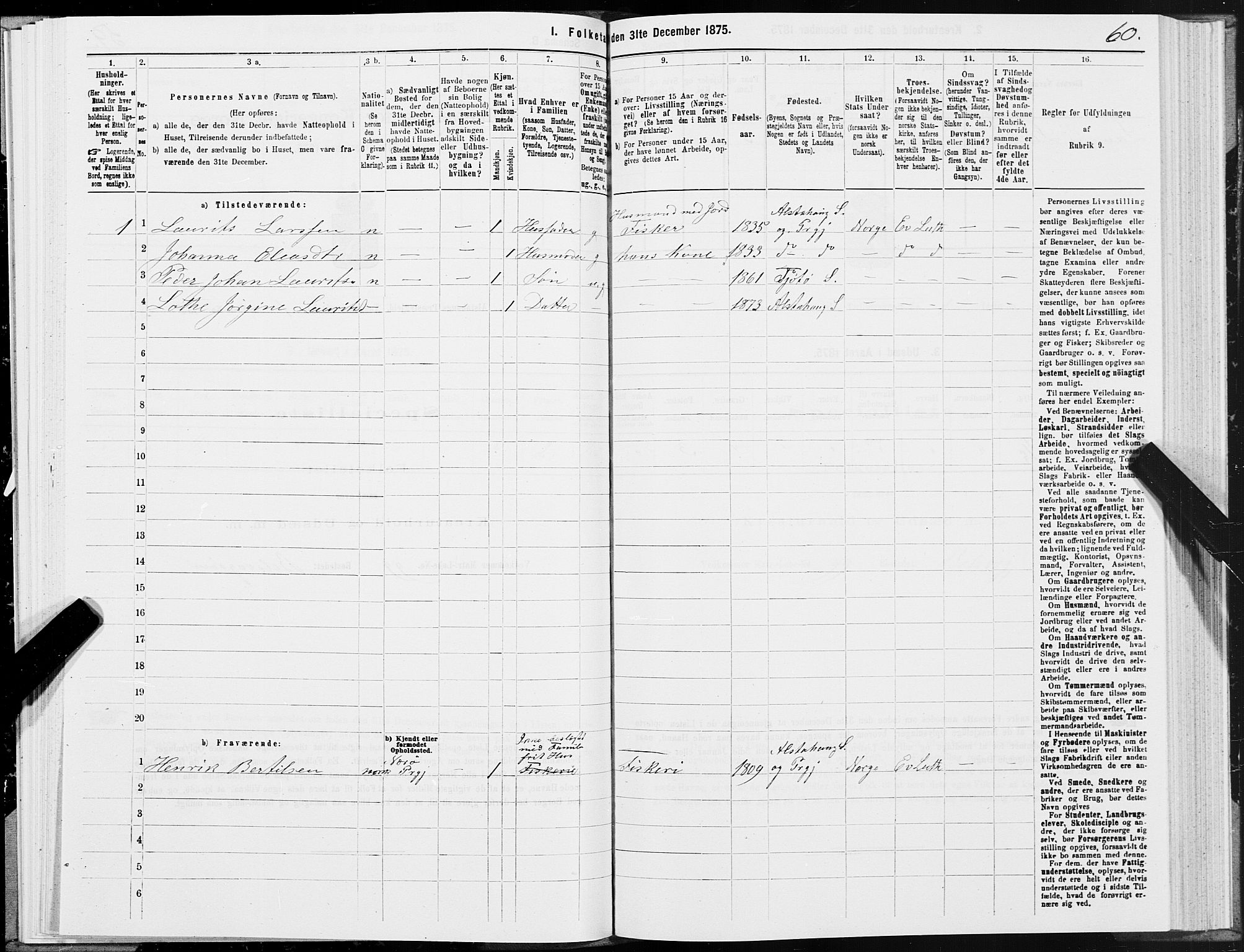 SAT, 1875 census for 1820P Alstahaug, 1875, p. 1060