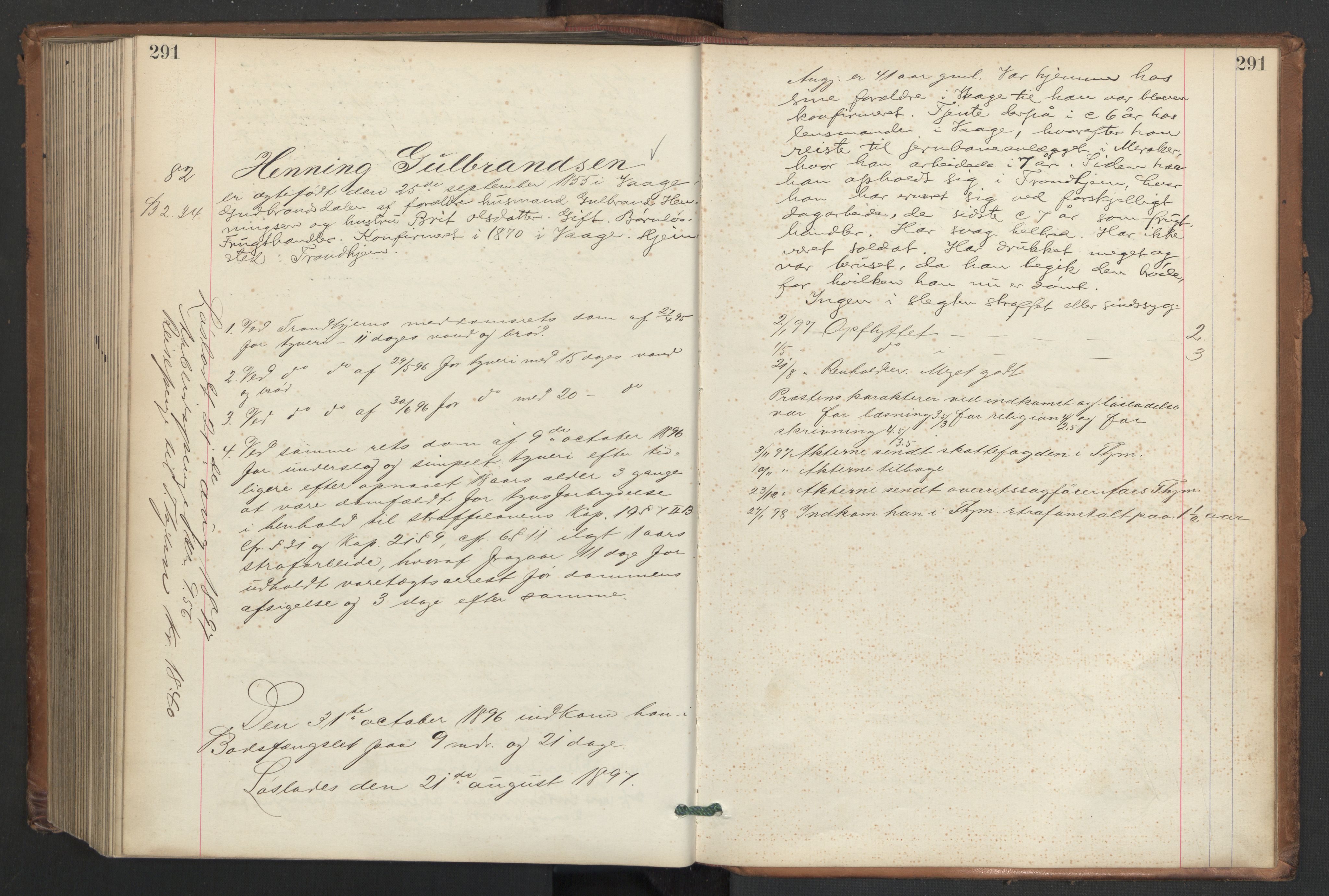 Botsfengslet, AV/RA-S-1539/D/Db/Dbb/L0030: 792i - 86j, 1895, p. 291