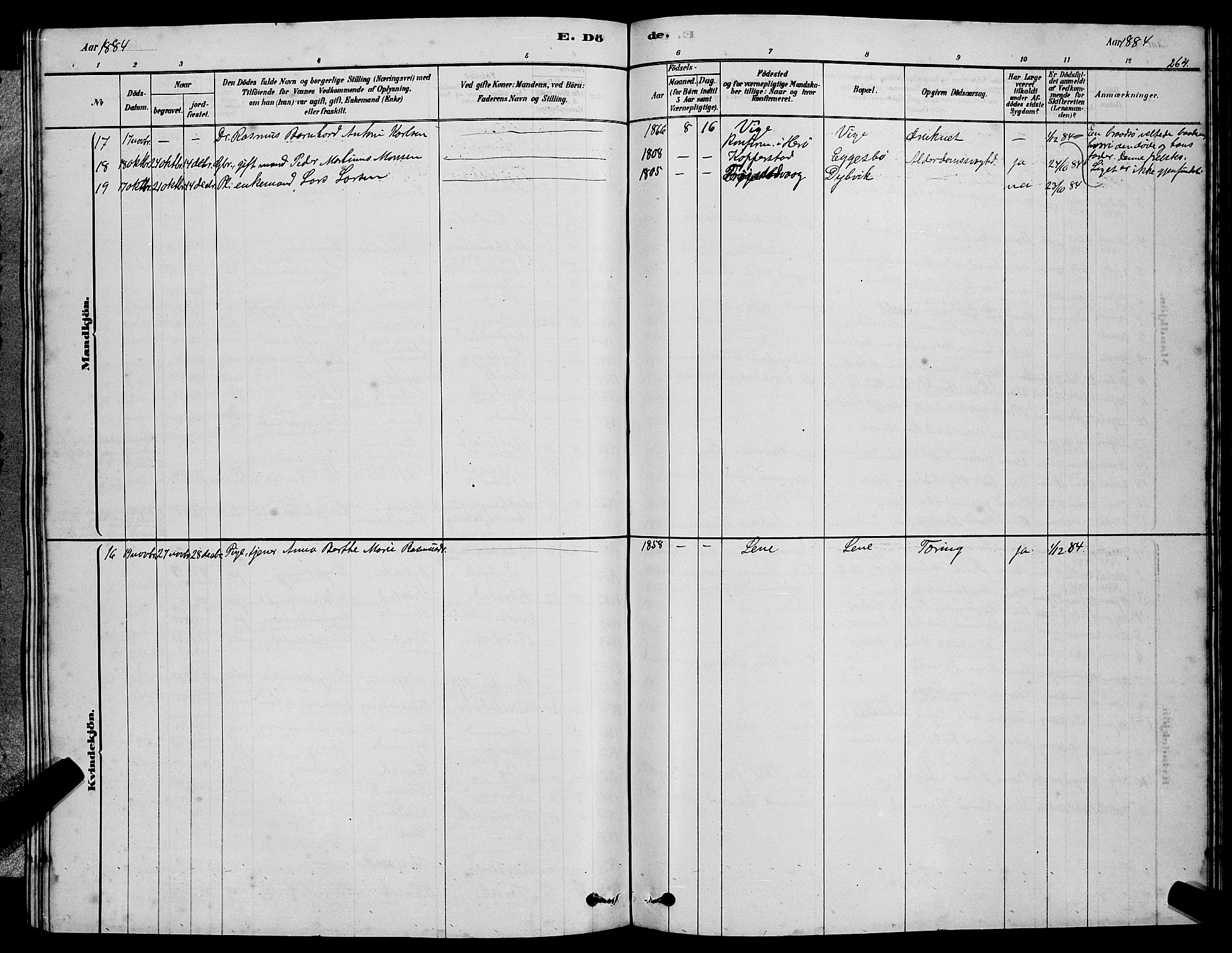 Ministerialprotokoller, klokkerbøker og fødselsregistre - Møre og Romsdal, AV/SAT-A-1454/507/L0081: Parish register (copy) no. 507C04, 1878-1898, p. 264