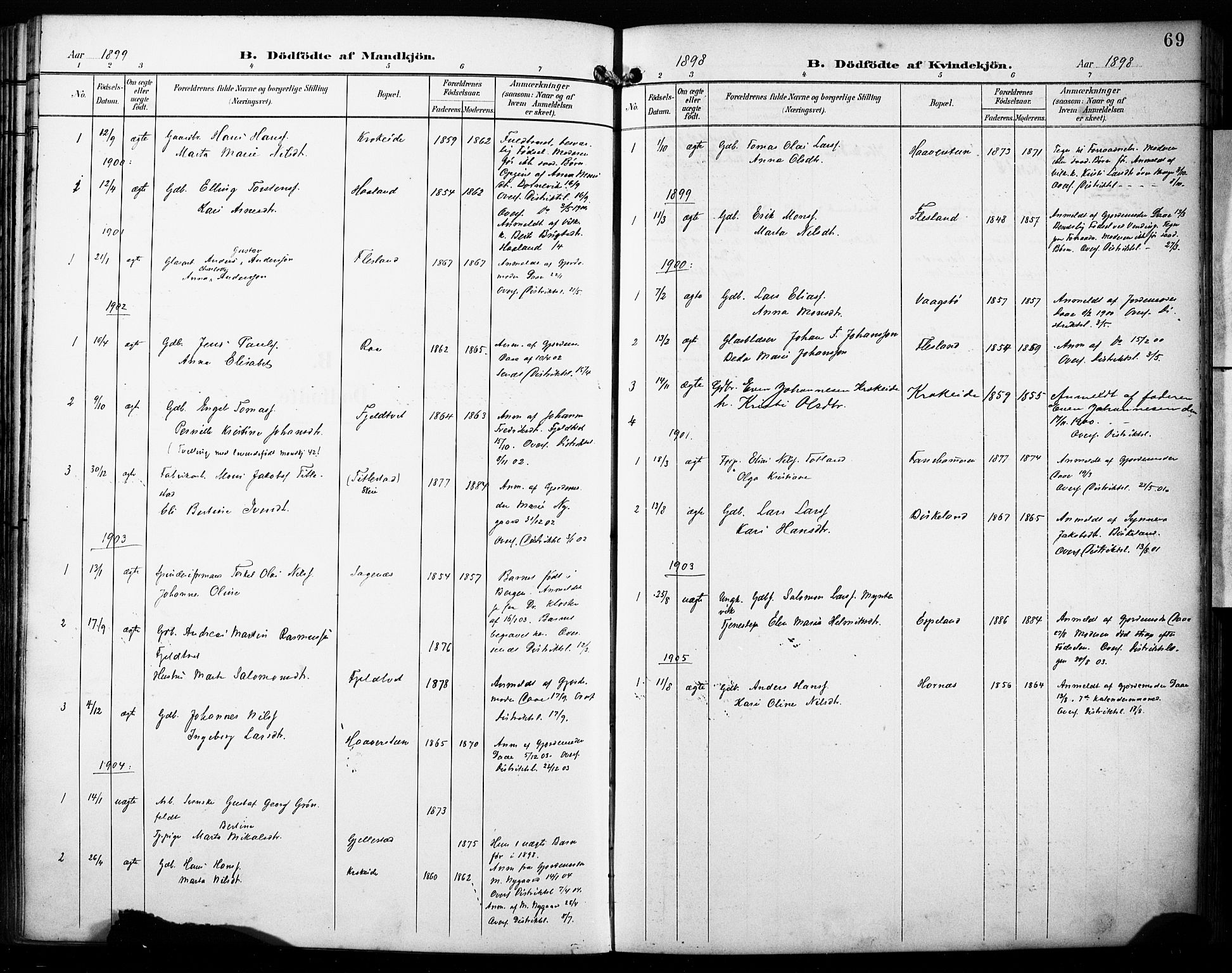 Fana Sokneprestembete, AV/SAB-A-75101/H/Haa/Haab/L0003: Parish register (official) no. B 3, 1898-1907, p. 69