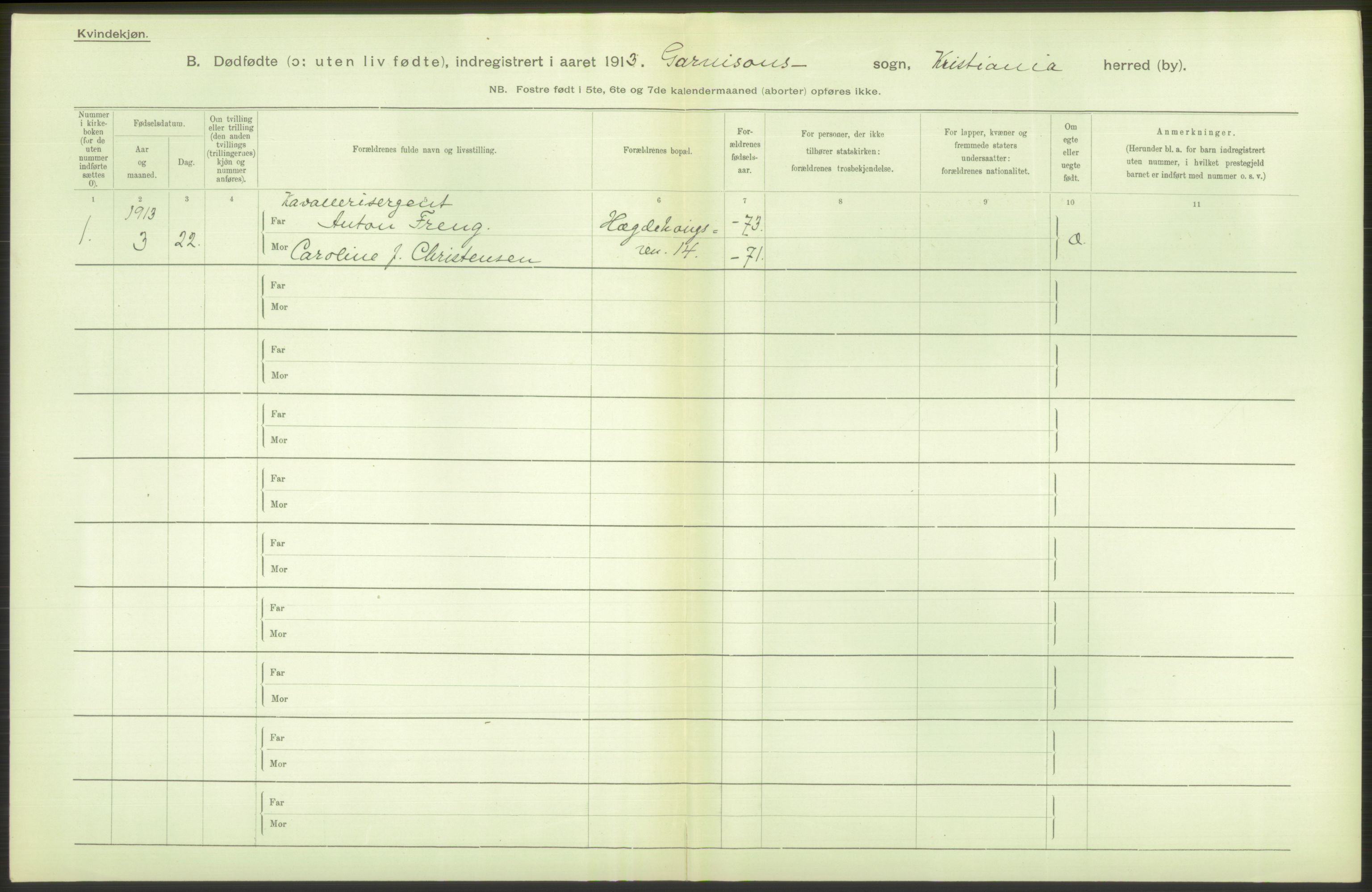 Statistisk sentralbyrå, Sosiodemografiske emner, Befolkning, RA/S-2228/D/Df/Dfb/Dfbc/L0010: Kristiania: Døde, dødfødte., 1913, p. 182