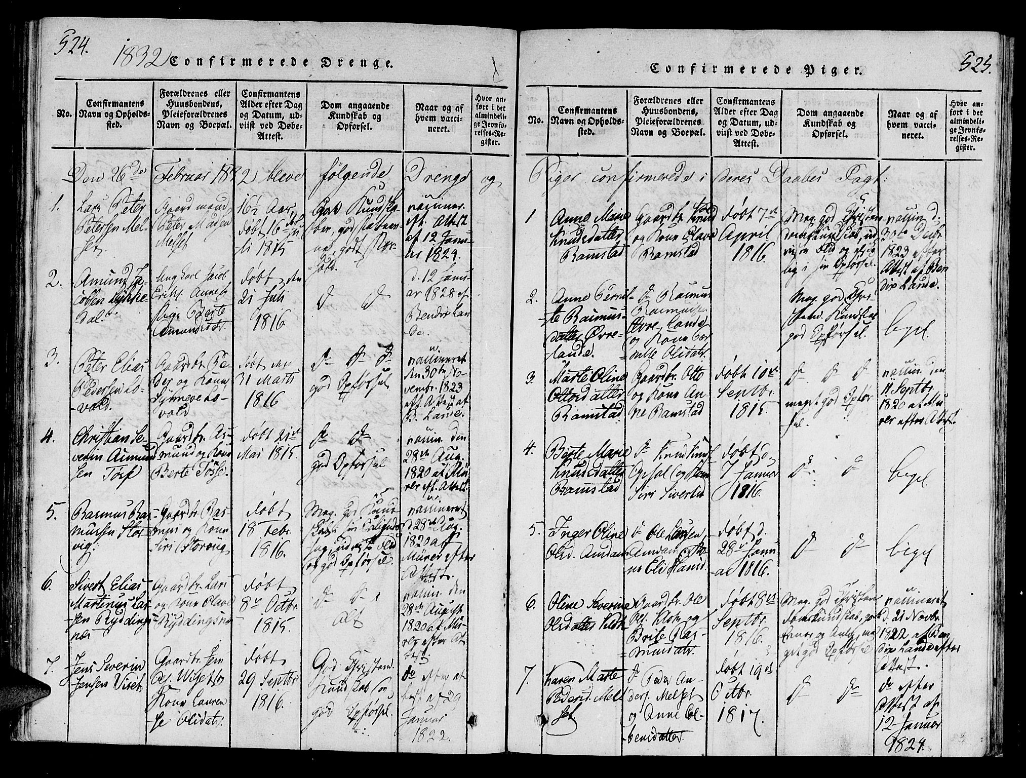 Ministerialprotokoller, klokkerbøker og fødselsregistre - Møre og Romsdal, SAT/A-1454/522/L0310: Parish register (official) no. 522A05, 1816-1832, p. 524-525