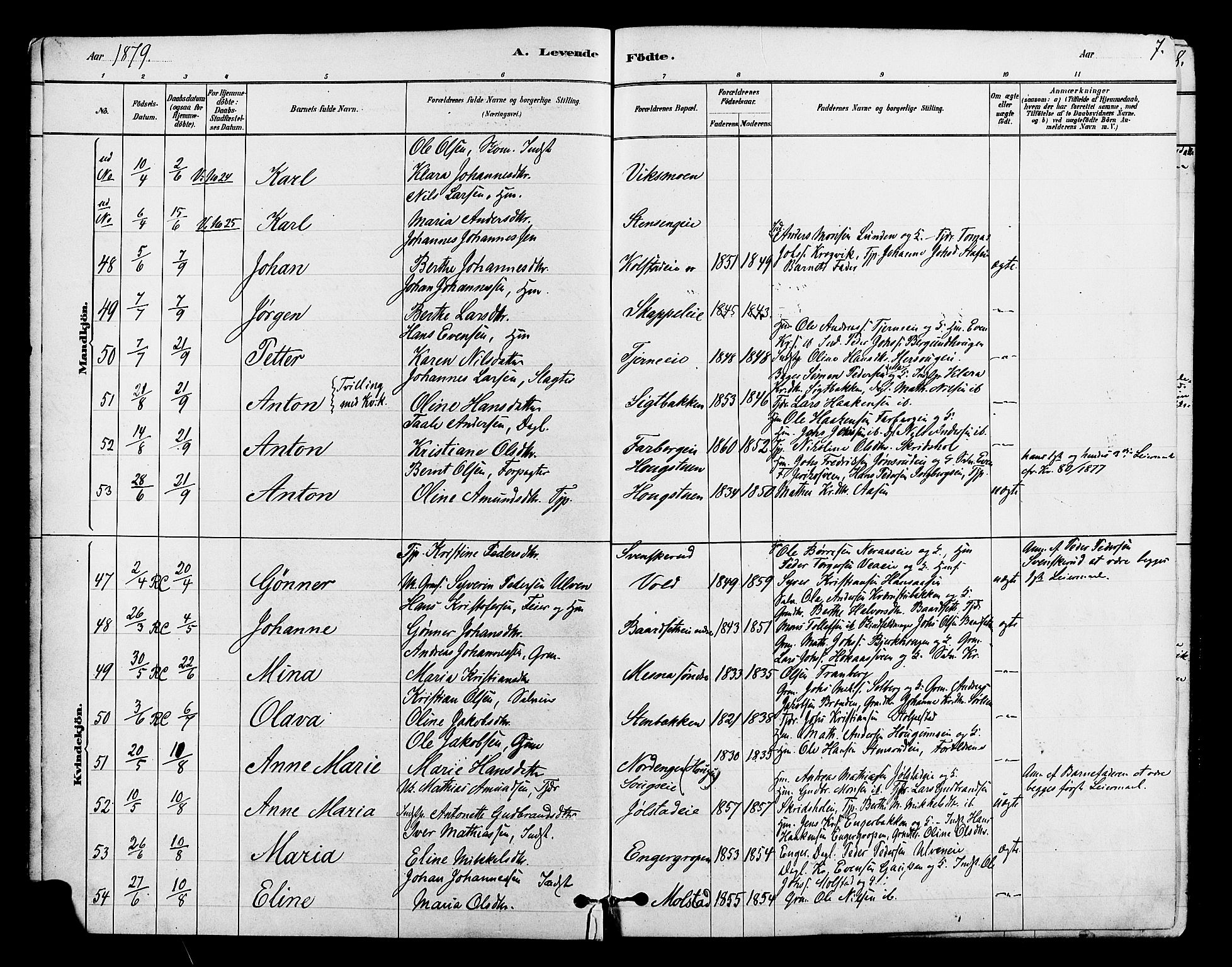 Ringsaker prestekontor, SAH/PREST-014/L/La/L0009: Parish register (copy) no. 9, 1879-1890, p. 7