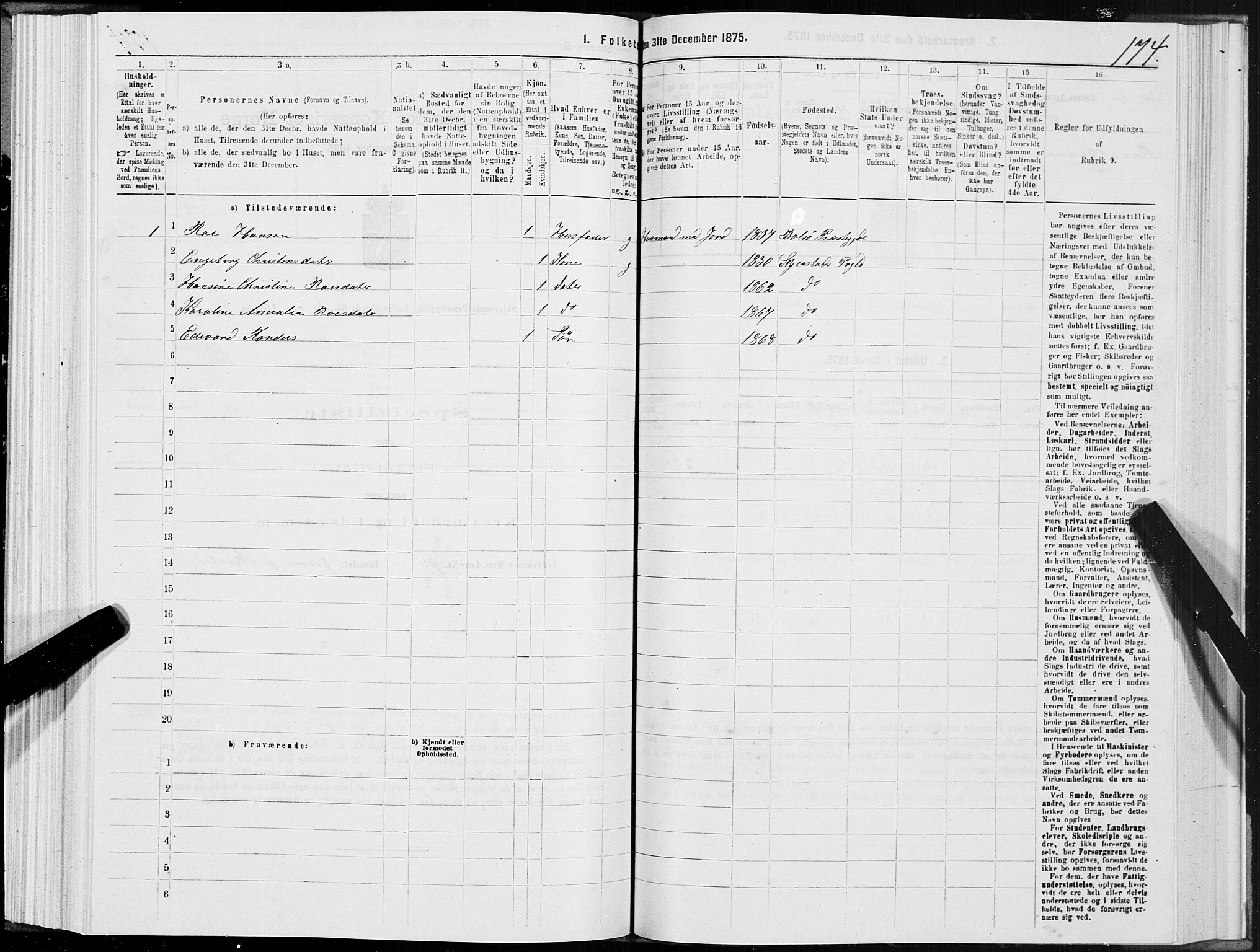 SAT, 1875 census for 1842P Skjerstad, 1875, p. 1174