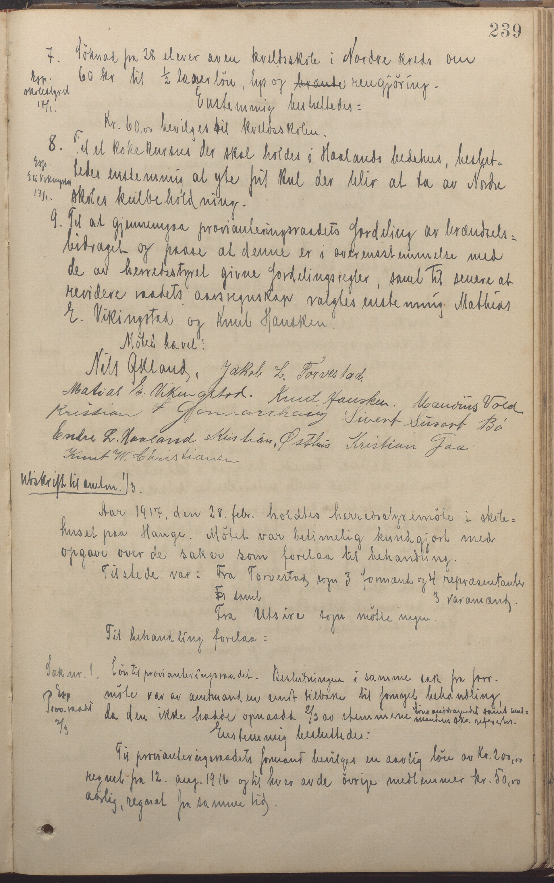 Torvastad kommune - Formannskapet, IKAR/K-101331/A/L0004: Forhandlingsprotokoll, 1891-1918, p. 239a