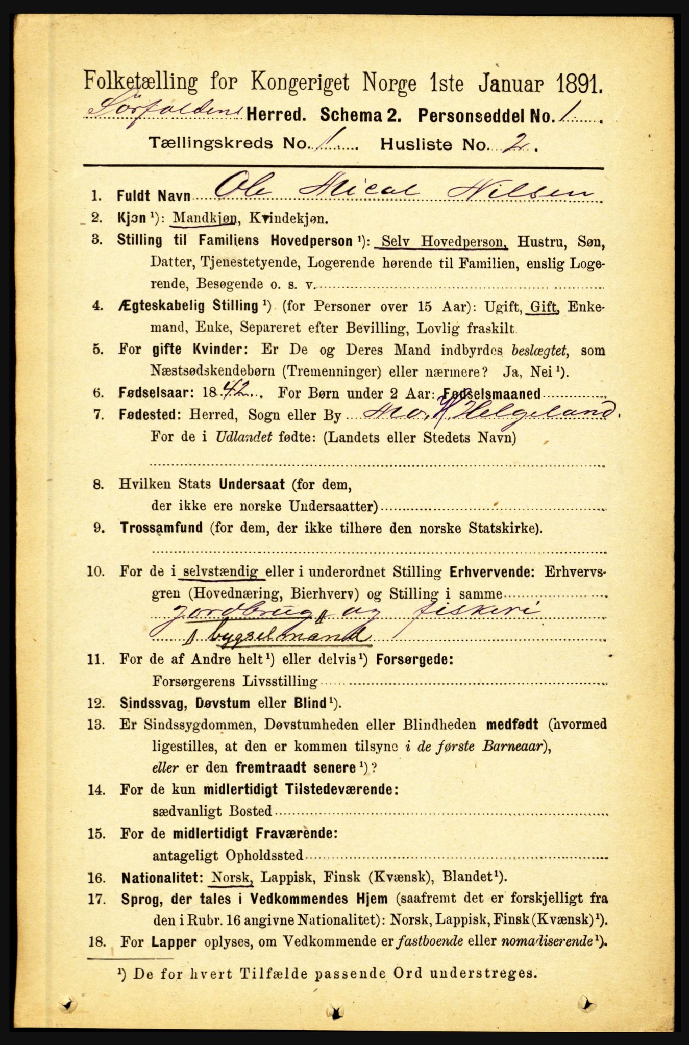 RA, 1891 census for 1845 Sørfold, 1891, p. 53