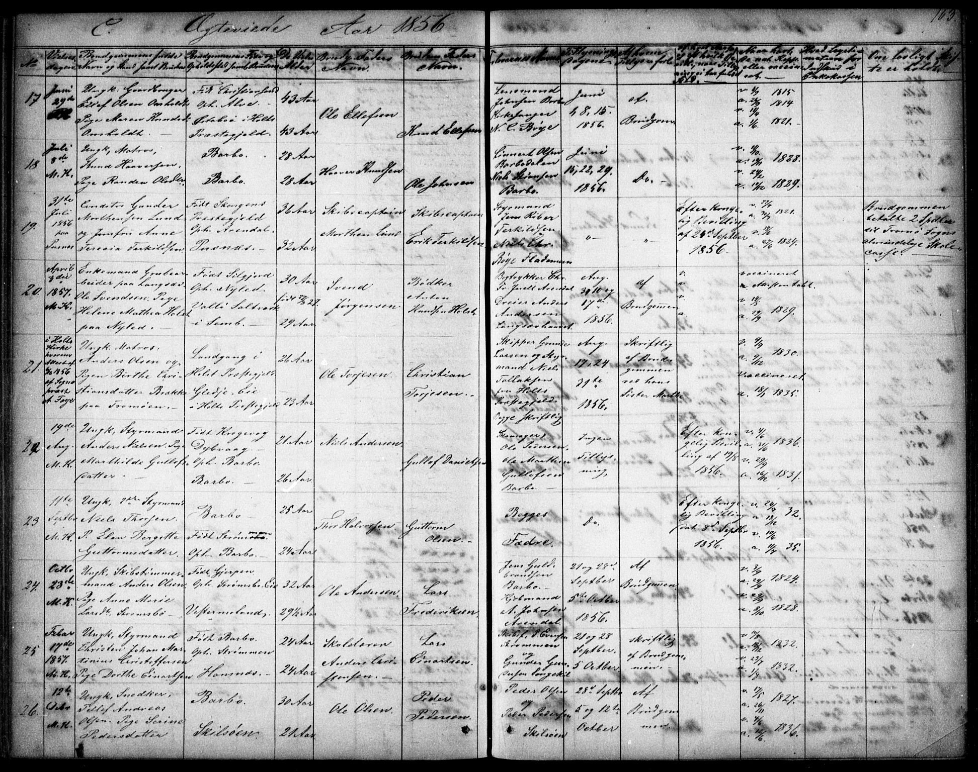 Tromøy sokneprestkontor, AV/SAK-1111-0041/F/Fb/L0002: Parish register (copy) no. B 2, 1851-1858, p. 163