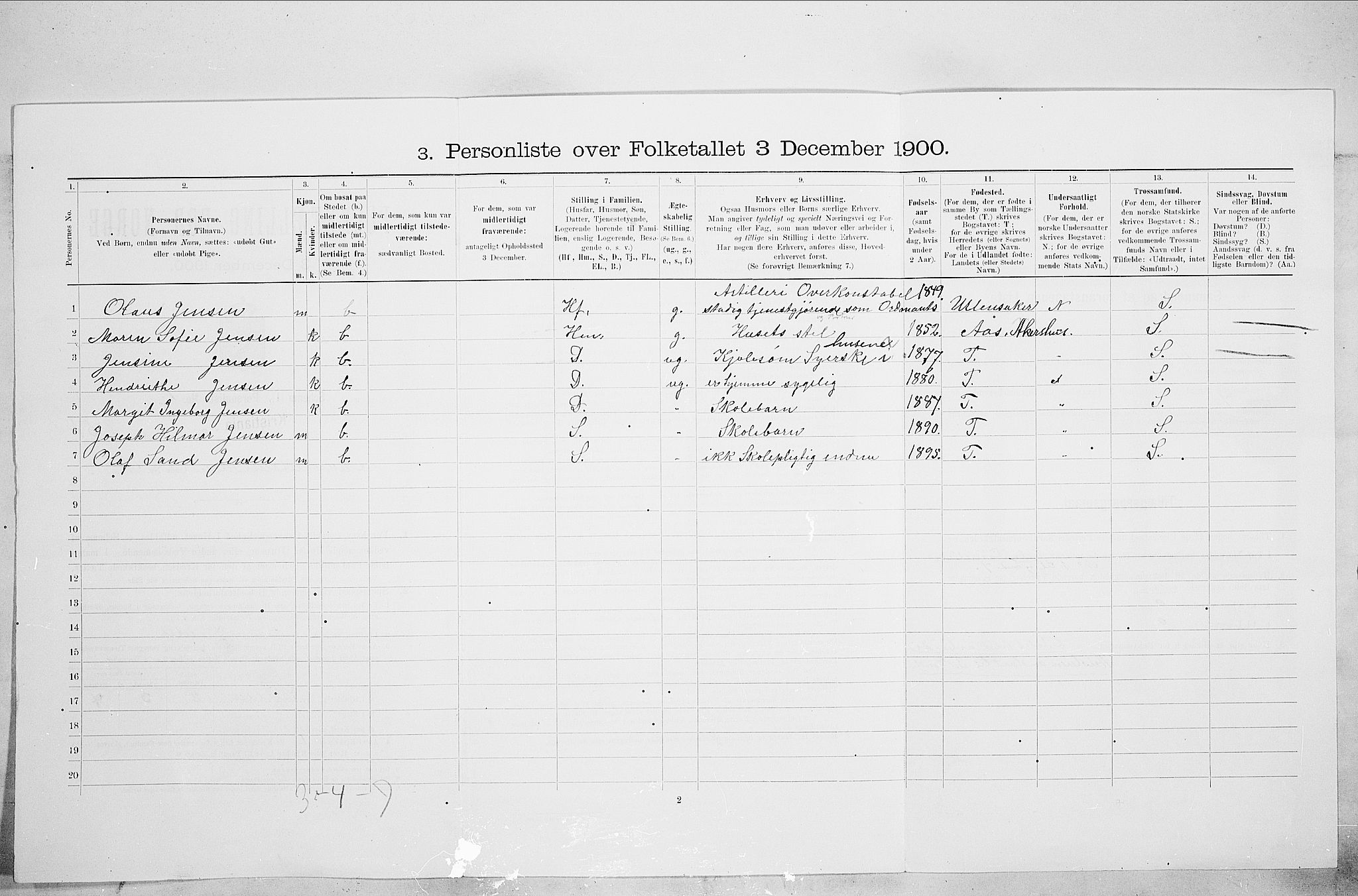 SAO, 1900 census for Kristiania, 1900, p. 61453