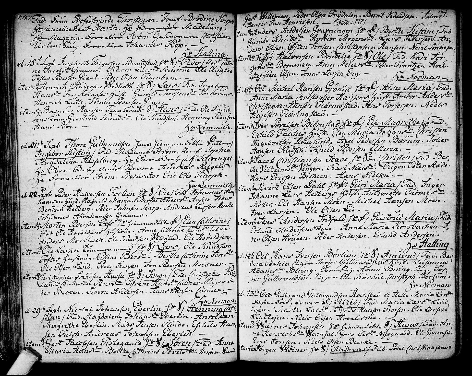 Kongsberg kirkebøker, AV/SAKO-A-22/F/Fa/L0006: Parish register (official) no. I 6, 1783-1797, p. 71