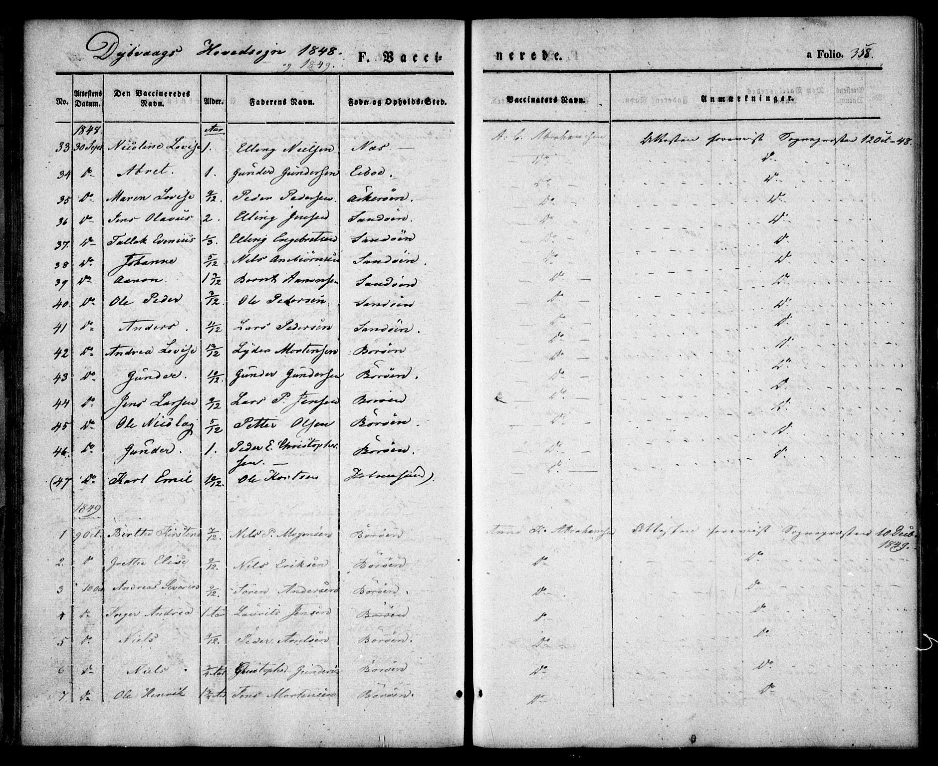 Dypvåg sokneprestkontor, AV/SAK-1111-0007/F/Fa/Faa/L0005: Parish register (official) no. A 5, 1841-1854, p. 358