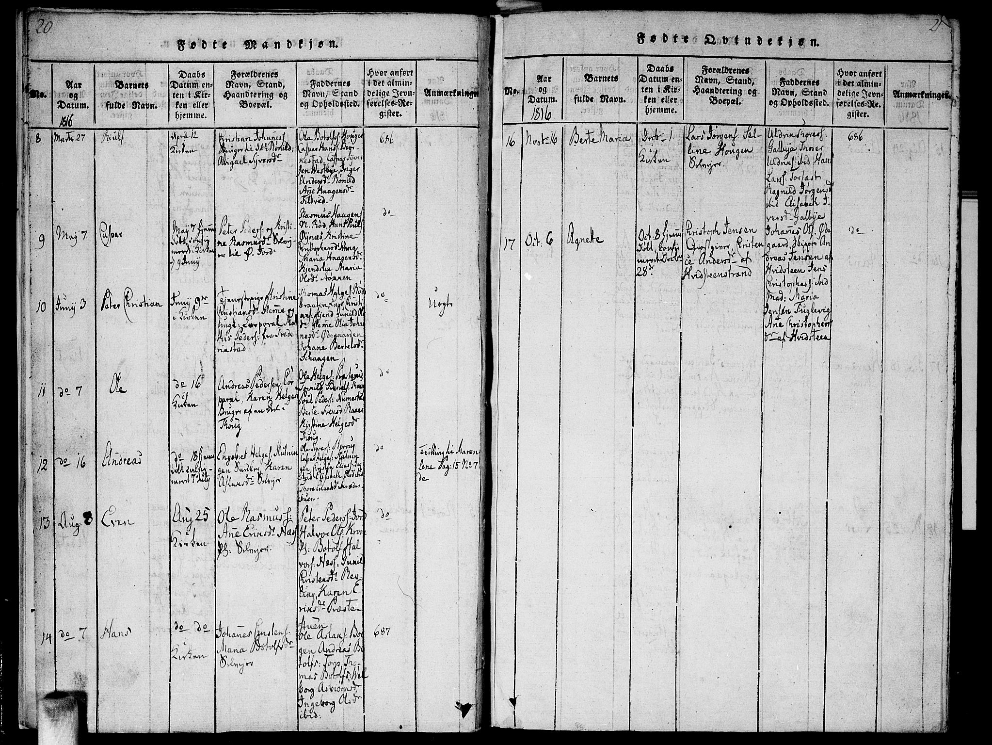 Vestby prestekontor Kirkebøker, SAO/A-10893/G/Ga/L0001: Parish register (copy) no. I 1, 1814-1827, p. 20-21