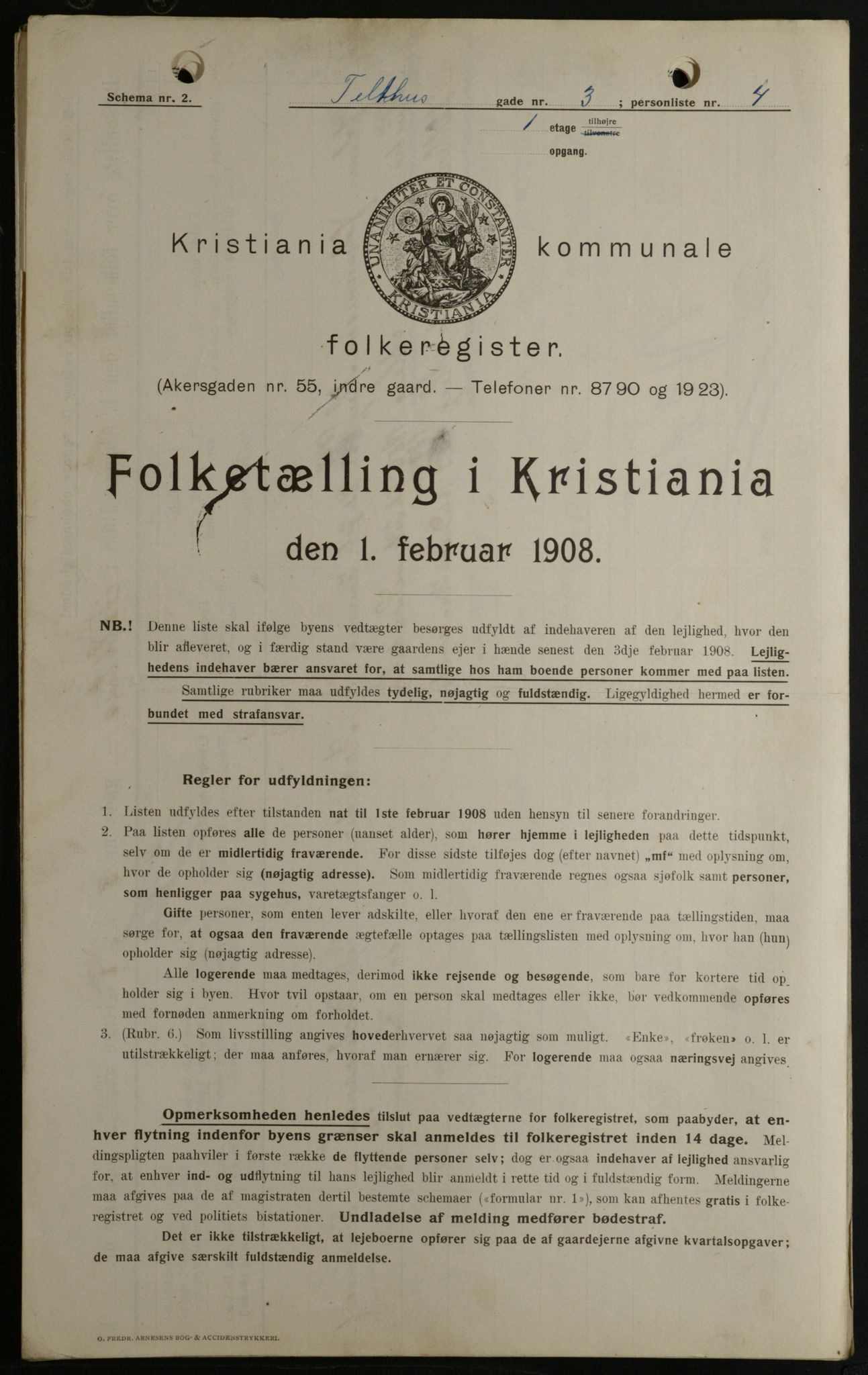 OBA, Municipal Census 1908 for Kristiania, 1908, p. 96697