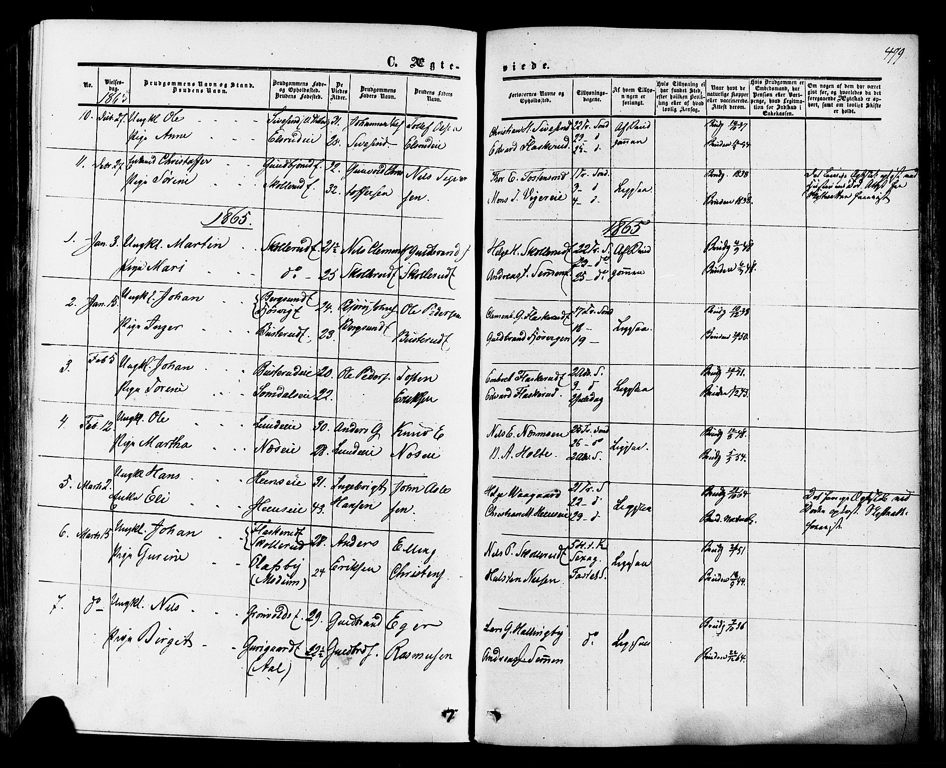 Ådal kirkebøker, SAKO/A-248/F/Fa/L0001: Parish register (official) no. I 1, 1857-1883, p. 479