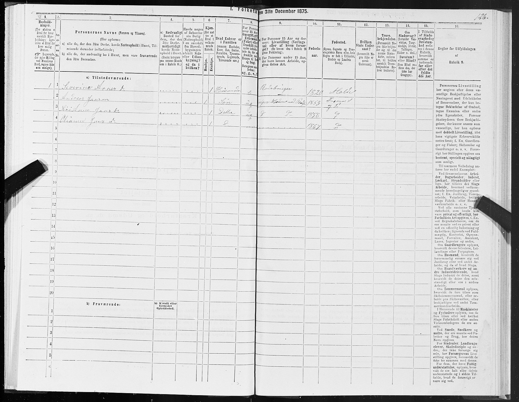 SAT, 1875 census for 1548P Fræna, 1875, p. 2126