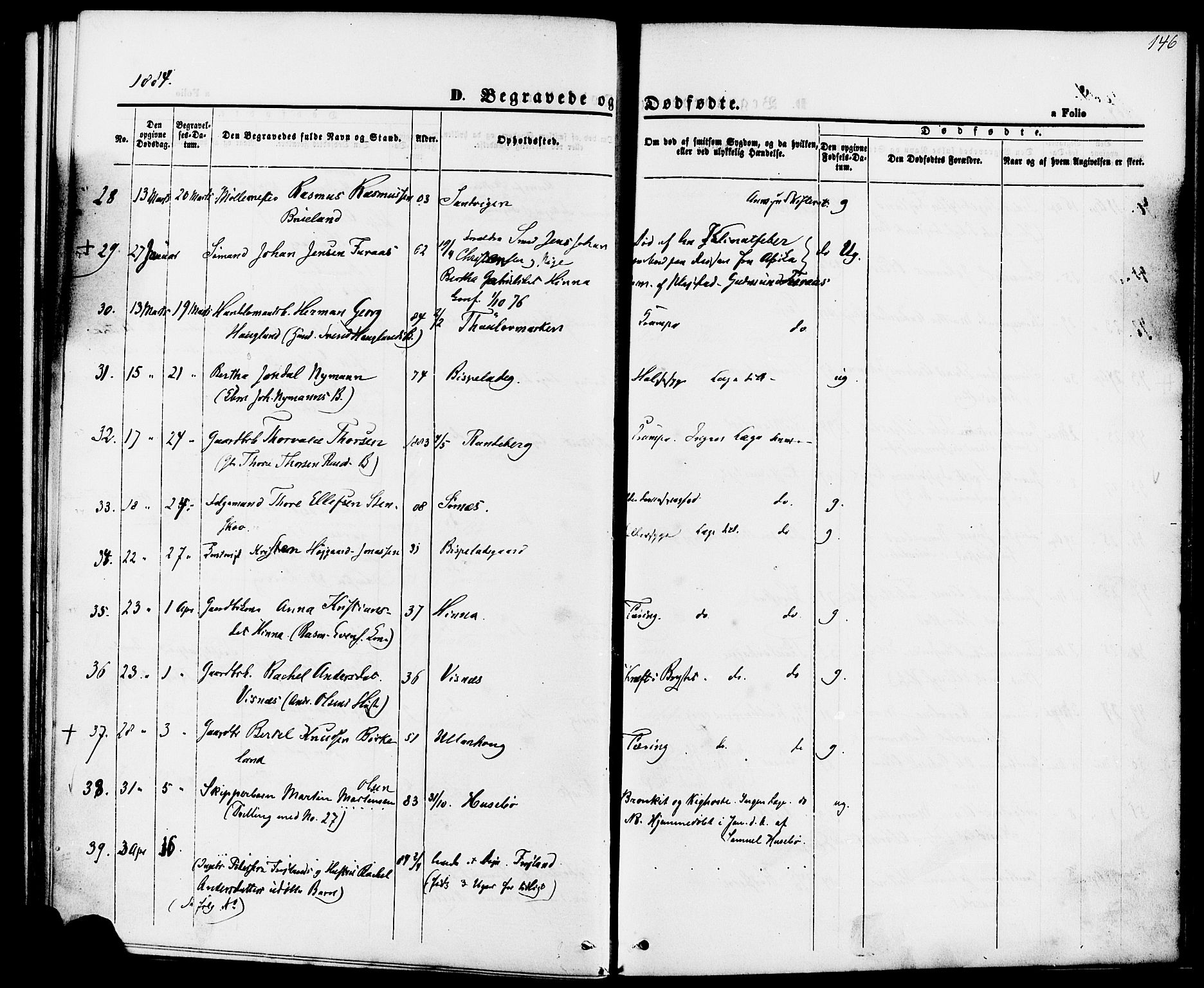 Hetland sokneprestkontor, AV/SAST-A-101826/30/30BA/L0006: Parish register (official) no. A 6, 1869-1884, p. 146