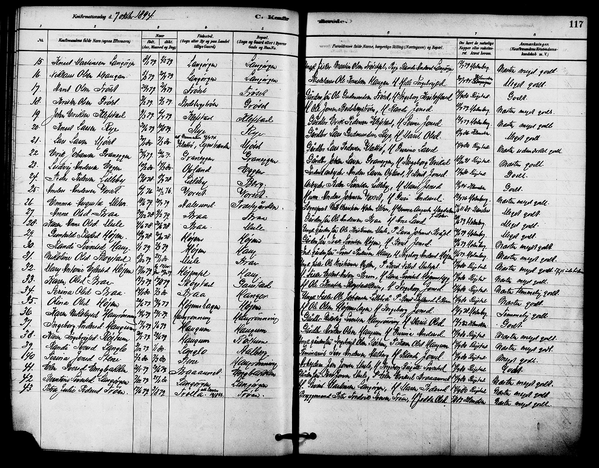 Ministerialprotokoller, klokkerbøker og fødselsregistre - Sør-Trøndelag, SAT/A-1456/612/L0378: Parish register (official) no. 612A10, 1878-1897, p. 117