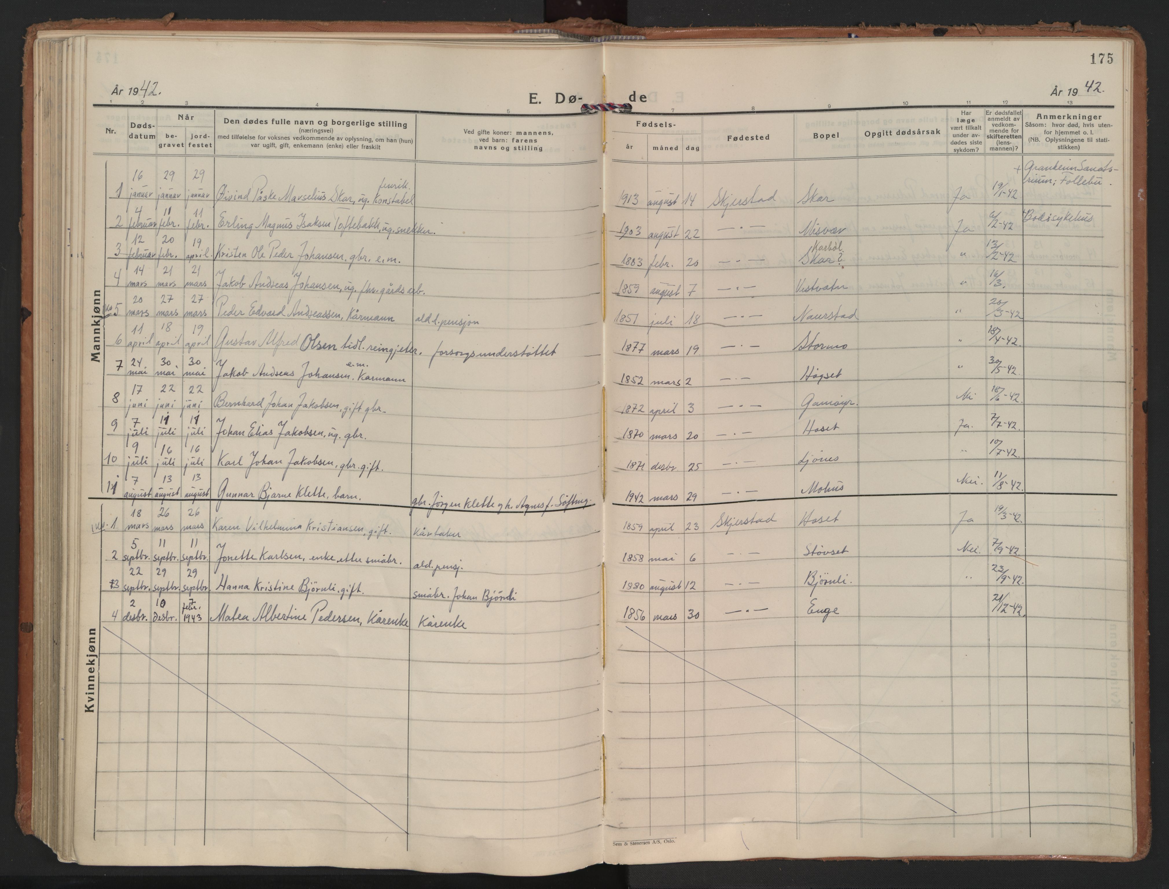 Ministerialprotokoller, klokkerbøker og fødselsregistre - Nordland, SAT/A-1459/852/L0749: Parish register (official) no. 852A19, 1933-1951, p. 175