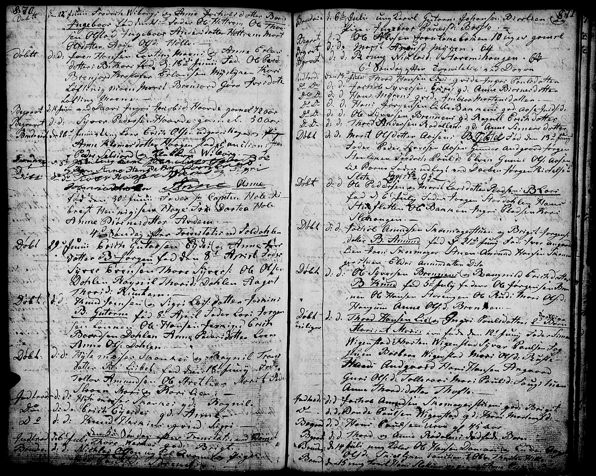 Lesja prestekontor, AV/SAH-PREST-068/H/Ha/Haa/L0003: Parish register (official) no. 3, 1777-1819, p. 870-871