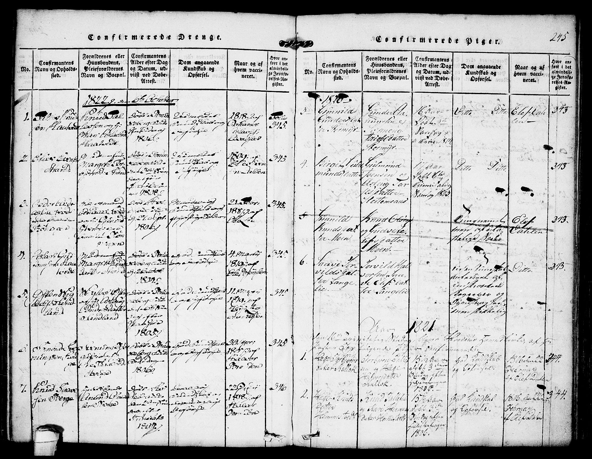 Kviteseid kirkebøker, SAKO/A-276/F/Fb/L0001: Parish register (official) no. II 1, 1815-1836, p. 245