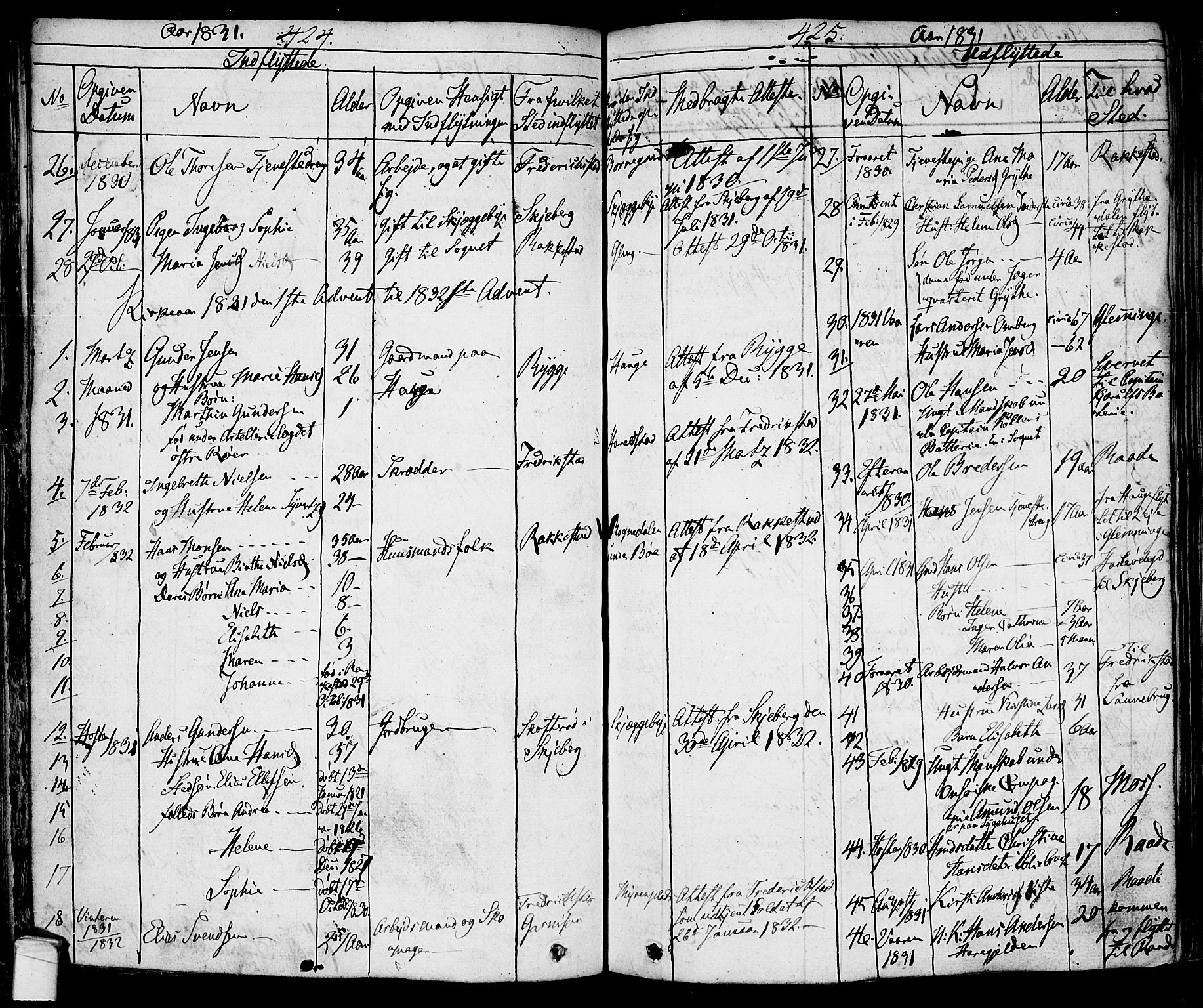 Tune prestekontor Kirkebøker, SAO/A-2007/F/Fa/L0007: Parish register (official) no. 7, 1831-1837, p. 424-425