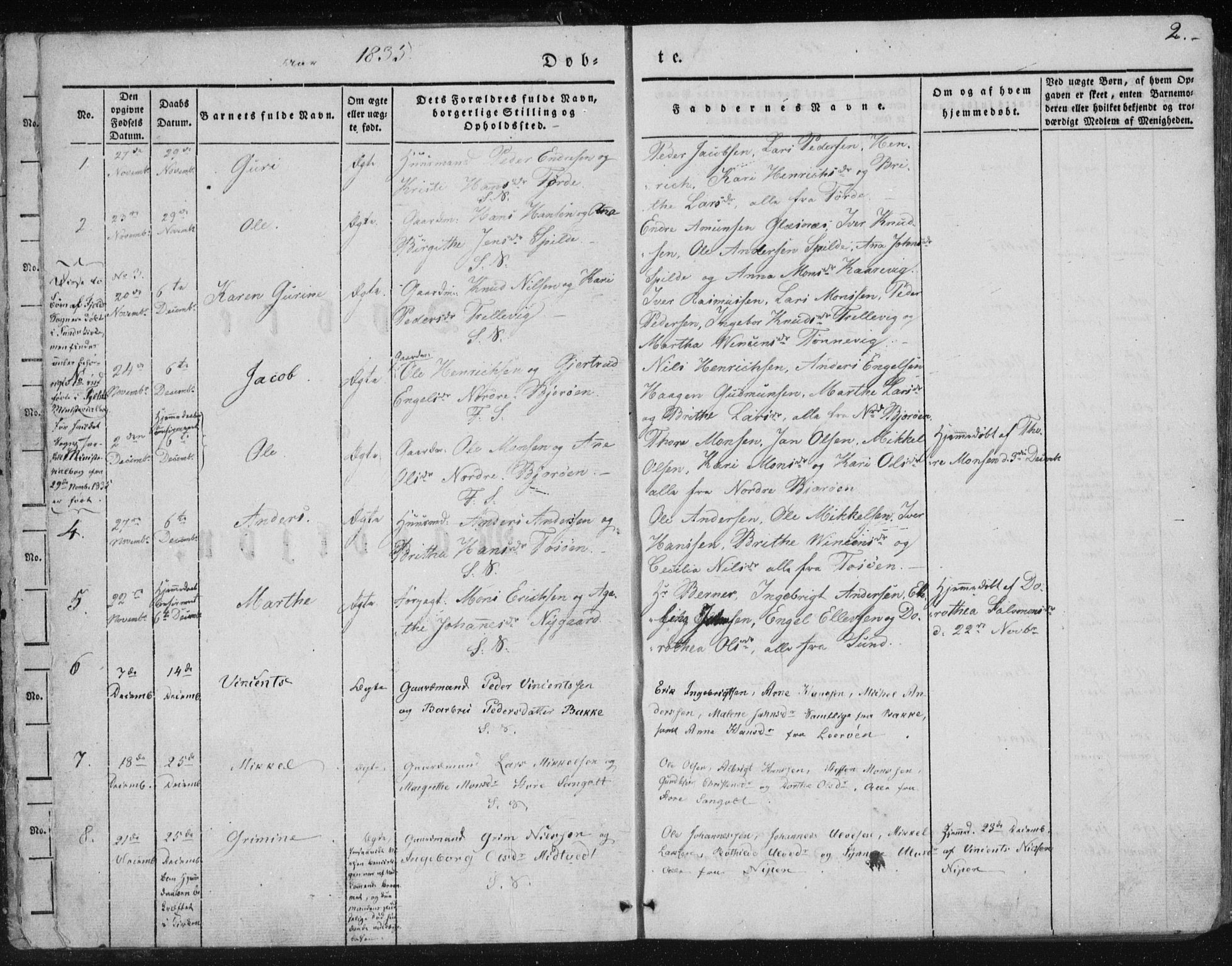 Sund sokneprestembete, SAB/A-99930: Parish register (official) no. A 13, 1835-1849, p. 2