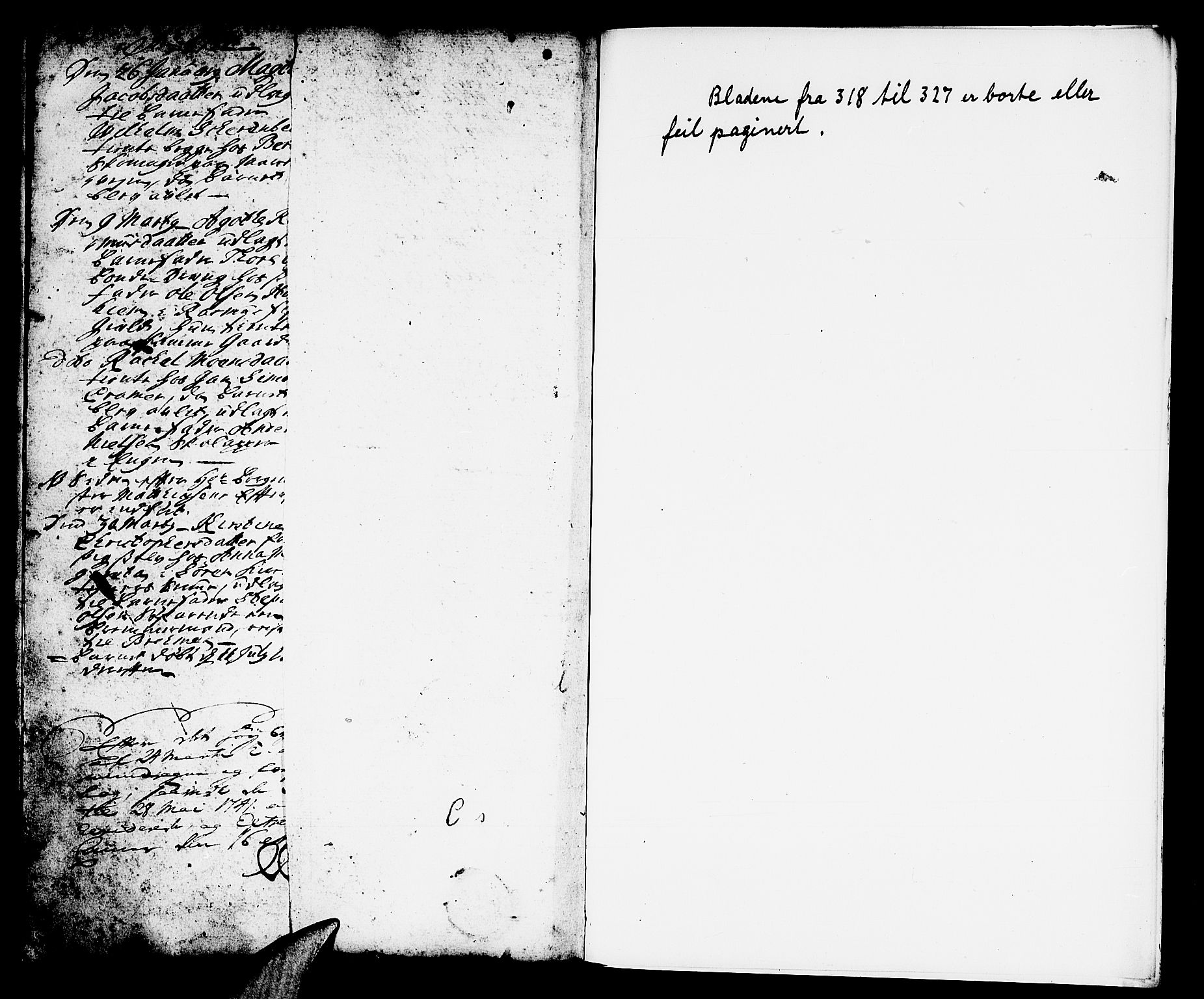Domkirken sokneprestembete, SAB/A-74801/H/Haa/L0002: Parish register (official) no. A 2, 1733-1750, p. 374-375