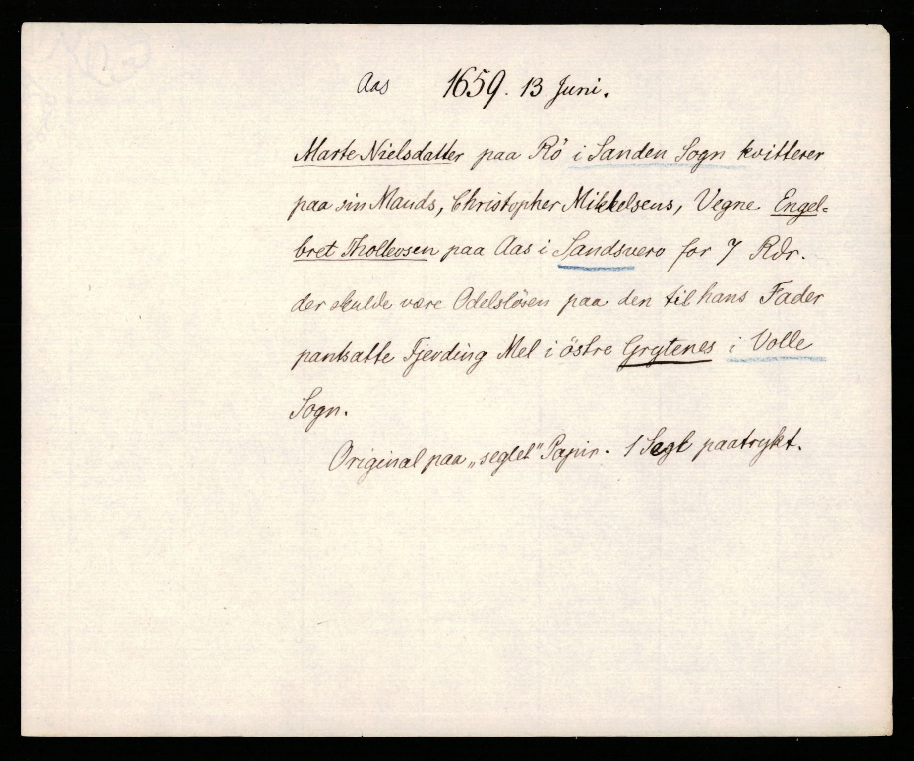 Riksarkivets diplomsamling, AV/RA-EA-5965/F35/F35b/L0010: Riksarkivets diplomer, seddelregister, 1656-1670, p. 205