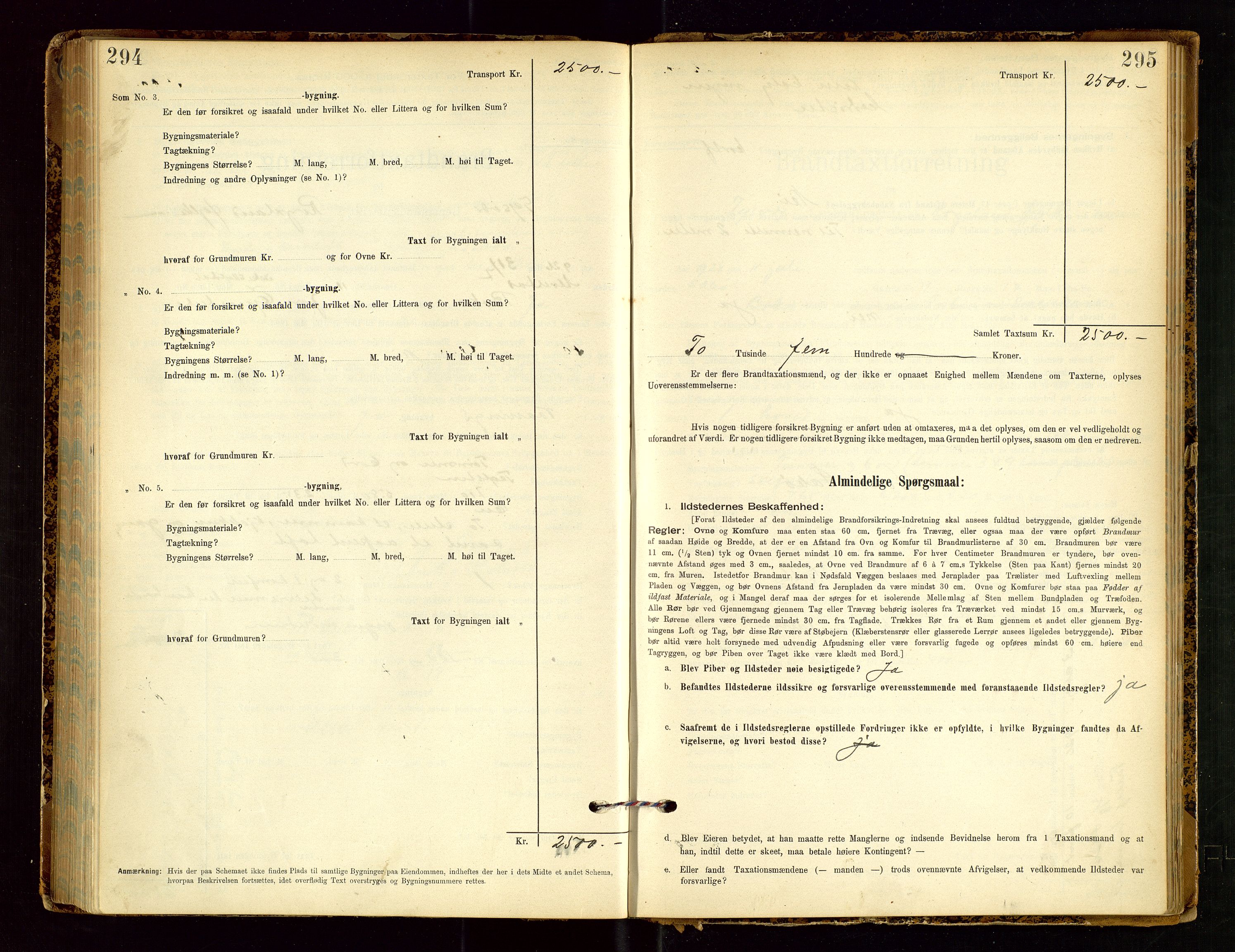 Tysvær lensmannskontor, AV/SAST-A-100192/Gob/L0002: "Brandtakstprotokol for Lensmanden i Tysvær", 1901-1932, p. 294-295