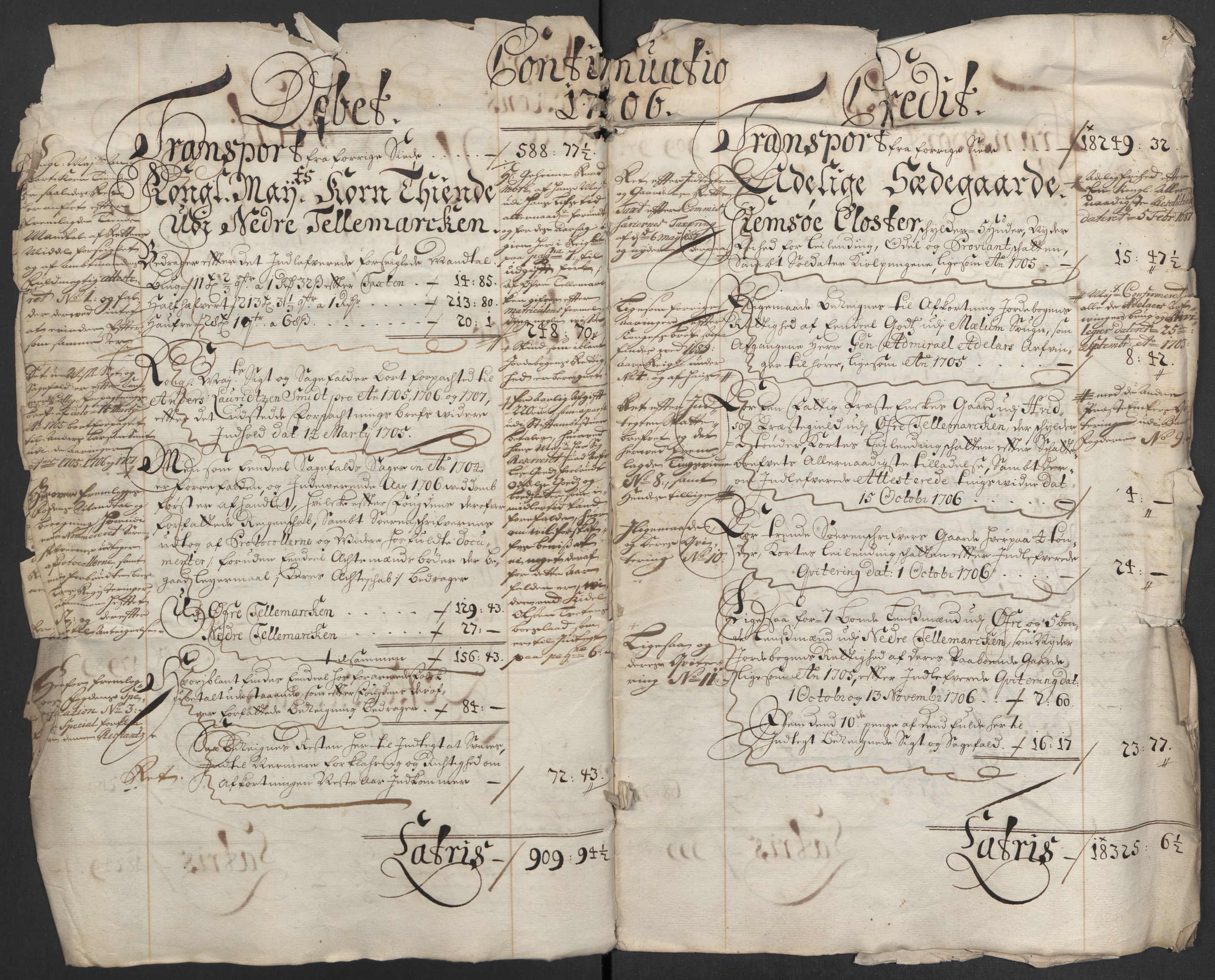 Rentekammeret inntil 1814, Reviderte regnskaper, Fogderegnskap, AV/RA-EA-4092/R36/L2116: Fogderegnskap Øvre og Nedre Telemark og Bamble, 1706-1707, p. 5