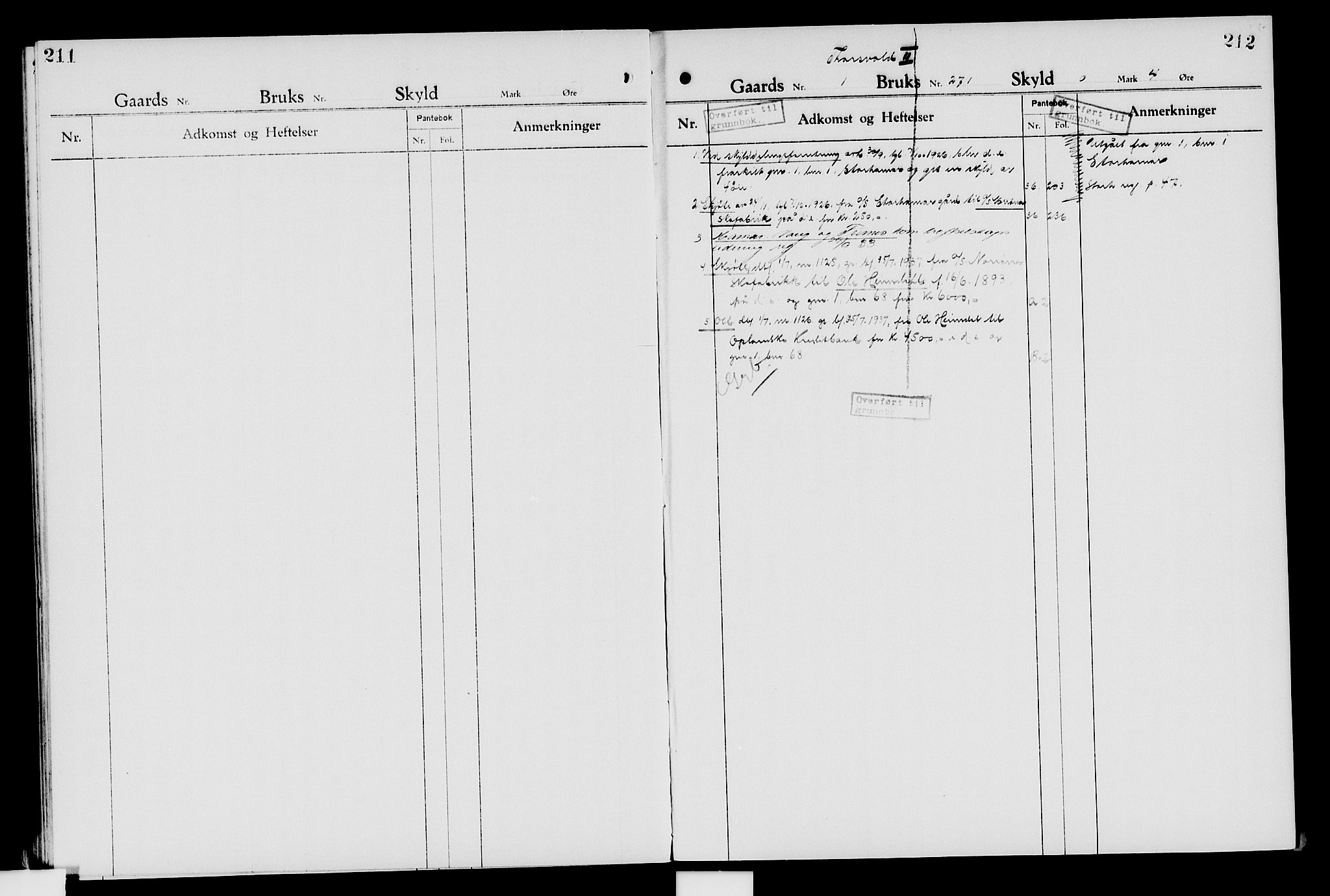 Nord-Hedmark sorenskriveri, SAH/TING-012/H/Ha/Had/Hade/L0007: Mortgage register no. 4.7, 1924-1940, p. 211-212