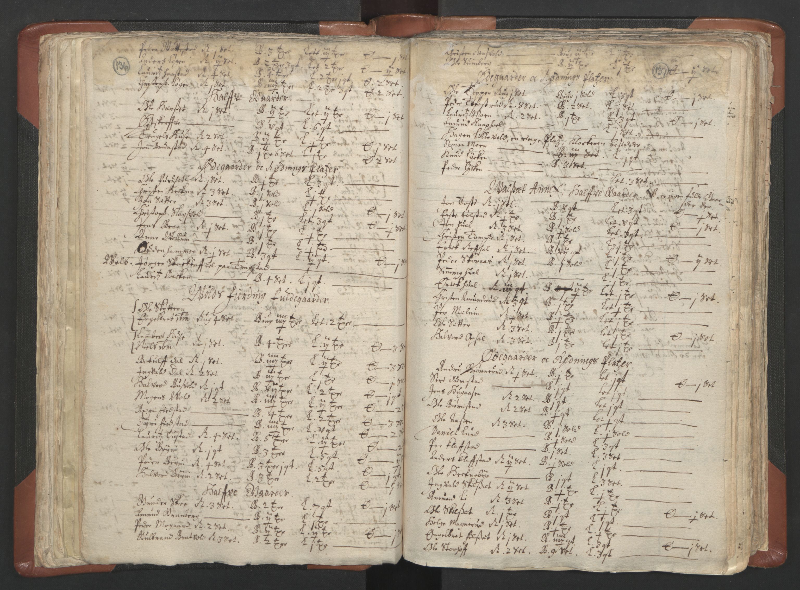 RA, Vicar's Census 1664-1666, no. 5: Hedmark deanery, 1664-1666, p. 136-137