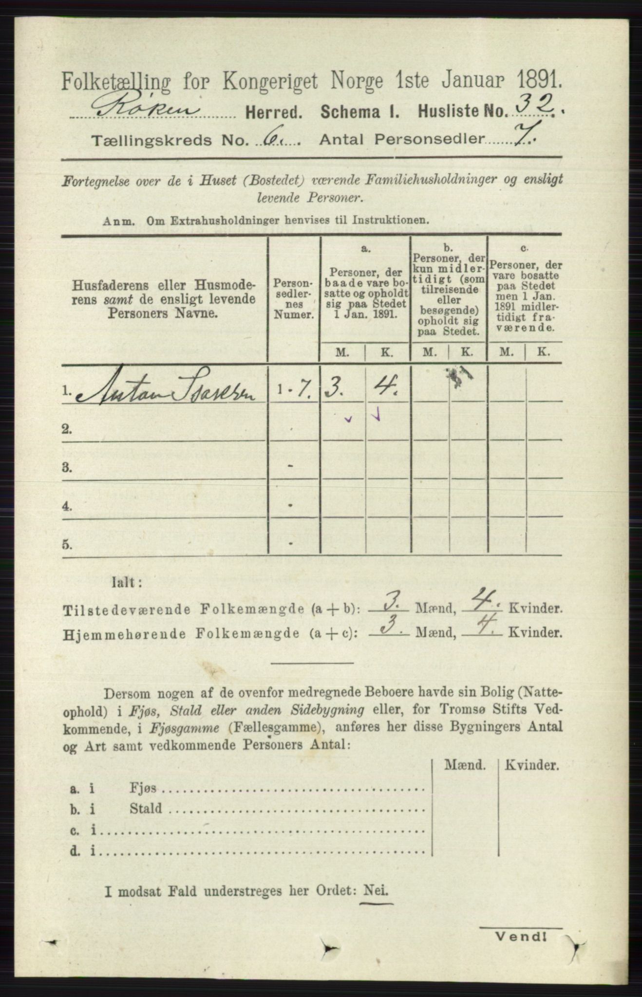 RA, 1891 census for 0627 Røyken, 1891, p. 3574