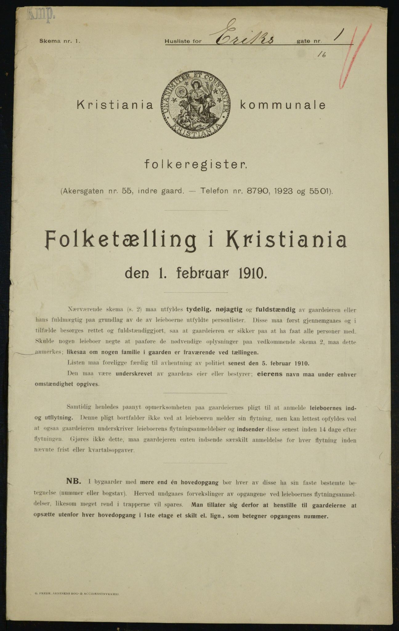 OBA, Municipal Census 1910 for Kristiania, 1910, p. 20111