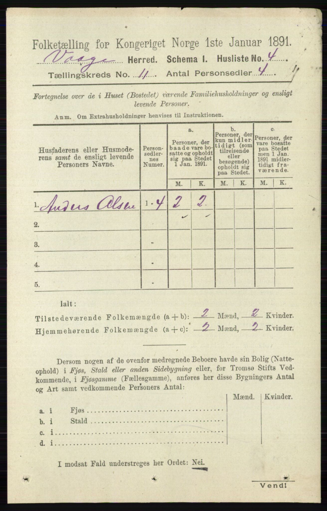 RA, 1891 census for 0515 Vågå, 1891, p. 6735