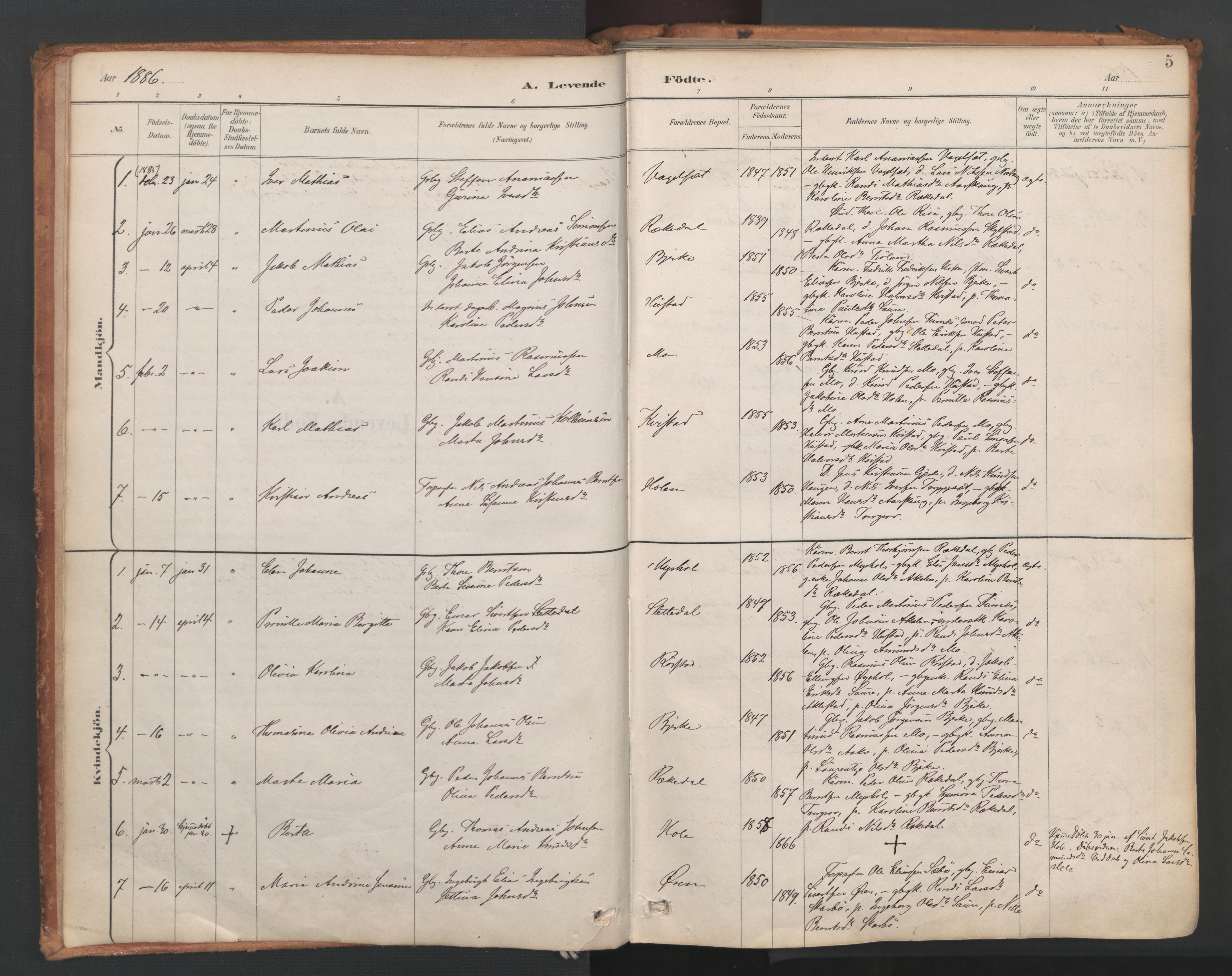 Ministerialprotokoller, klokkerbøker og fødselsregistre - Møre og Romsdal, SAT/A-1454/515/L0211: Parish register (official) no. 515A07, 1886-1910, p. 5