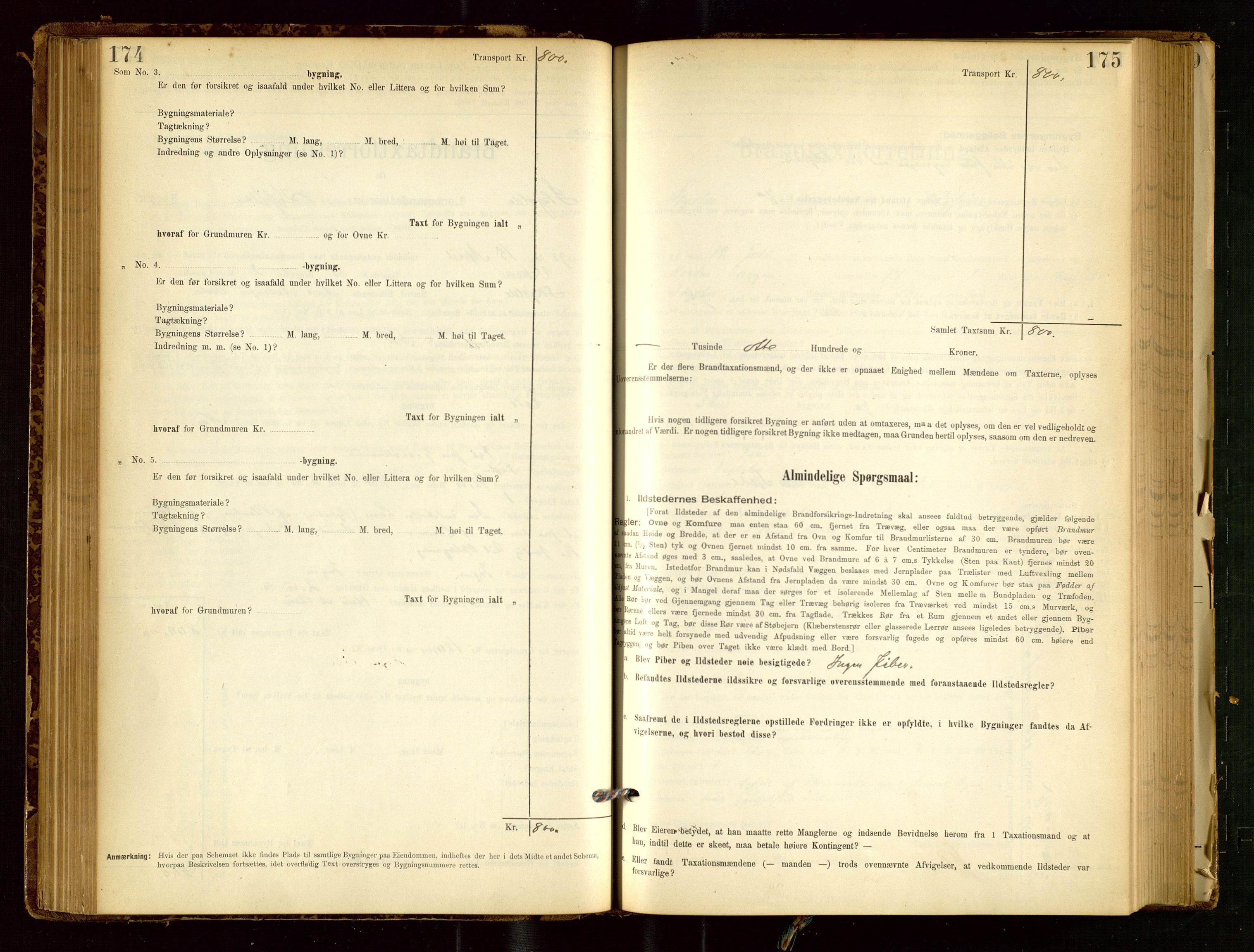 Skjold lensmannskontor, AV/SAST-A-100182/Gob/L0001: "Brandtaxationsprotokol for Skjold Lensmandsdistrikt Ryfylke Fogderi", 1894-1939, p. 174-175