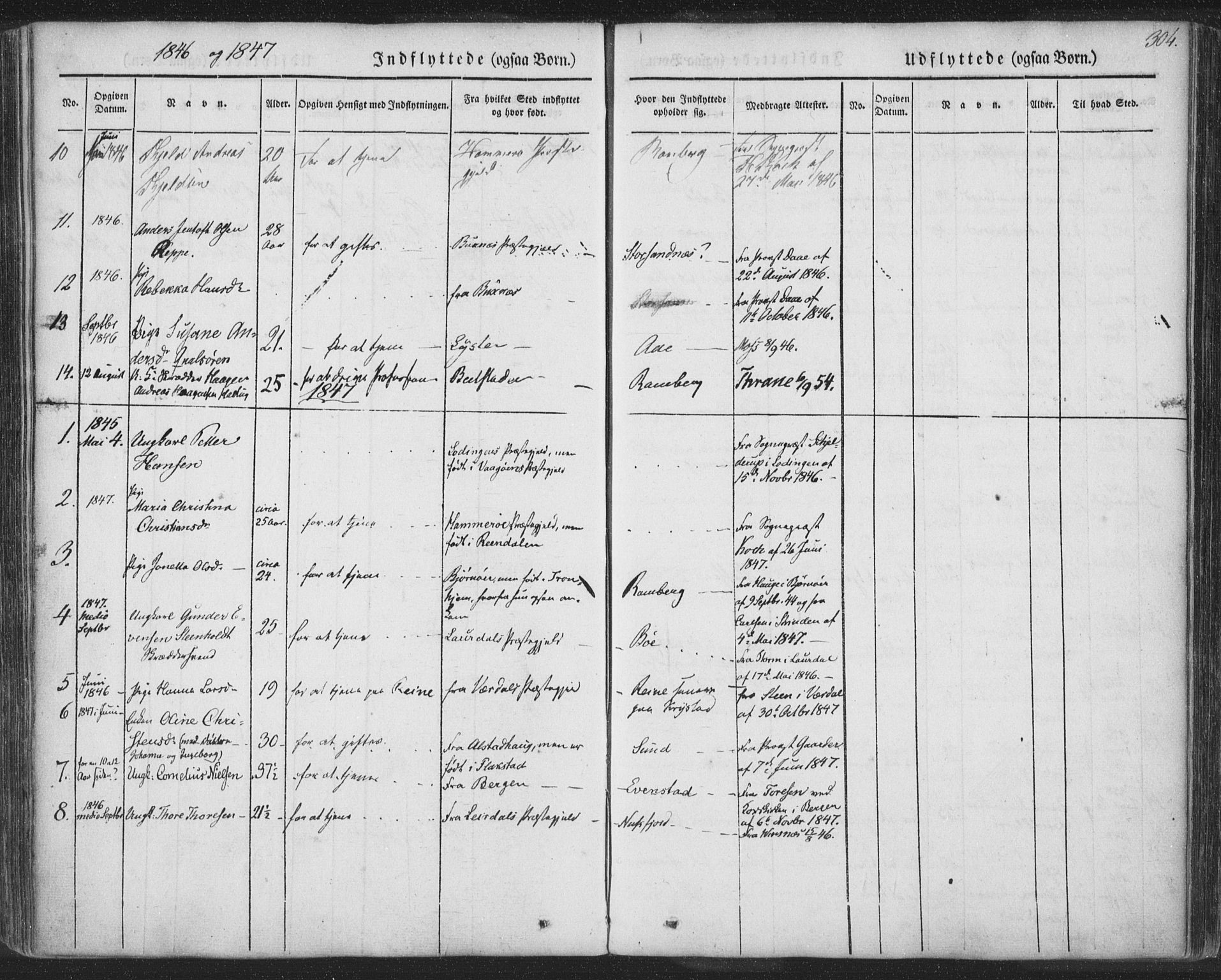 Ministerialprotokoller, klokkerbøker og fødselsregistre - Nordland, AV/SAT-A-1459/885/L1202: Parish register (official) no. 885A03, 1838-1859, p. 304