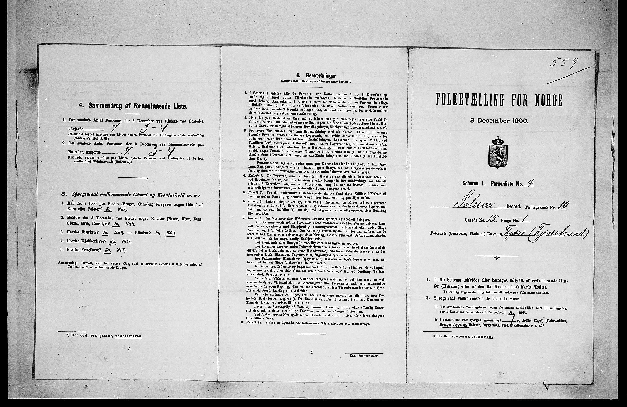 SAKO, 1900 census for Solum, 1900, p. 1652