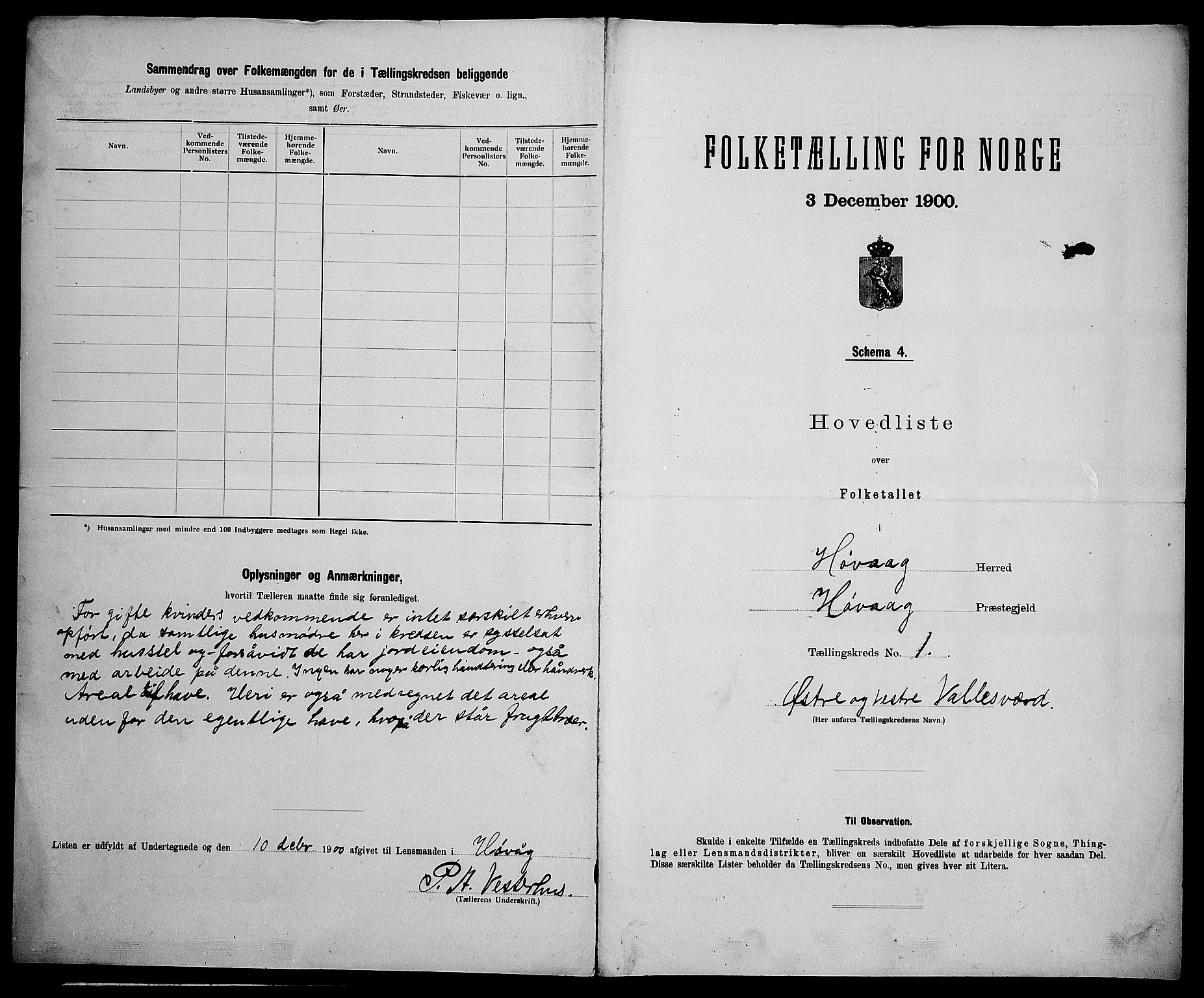 SAK, 1900 census for Høvåg, 1900, p. 13