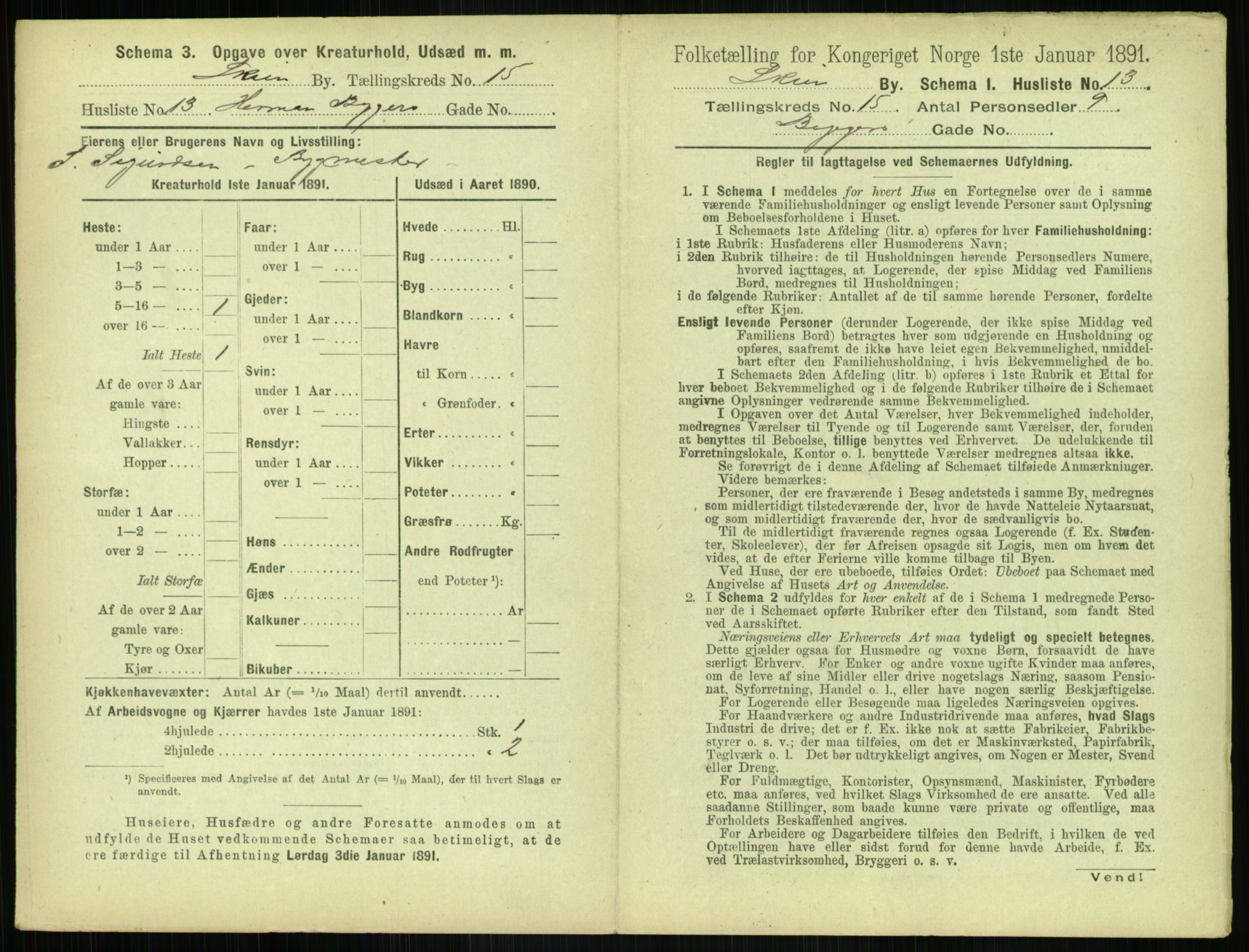 RA, 1891 census for 0806 Skien, 1891, p. 606