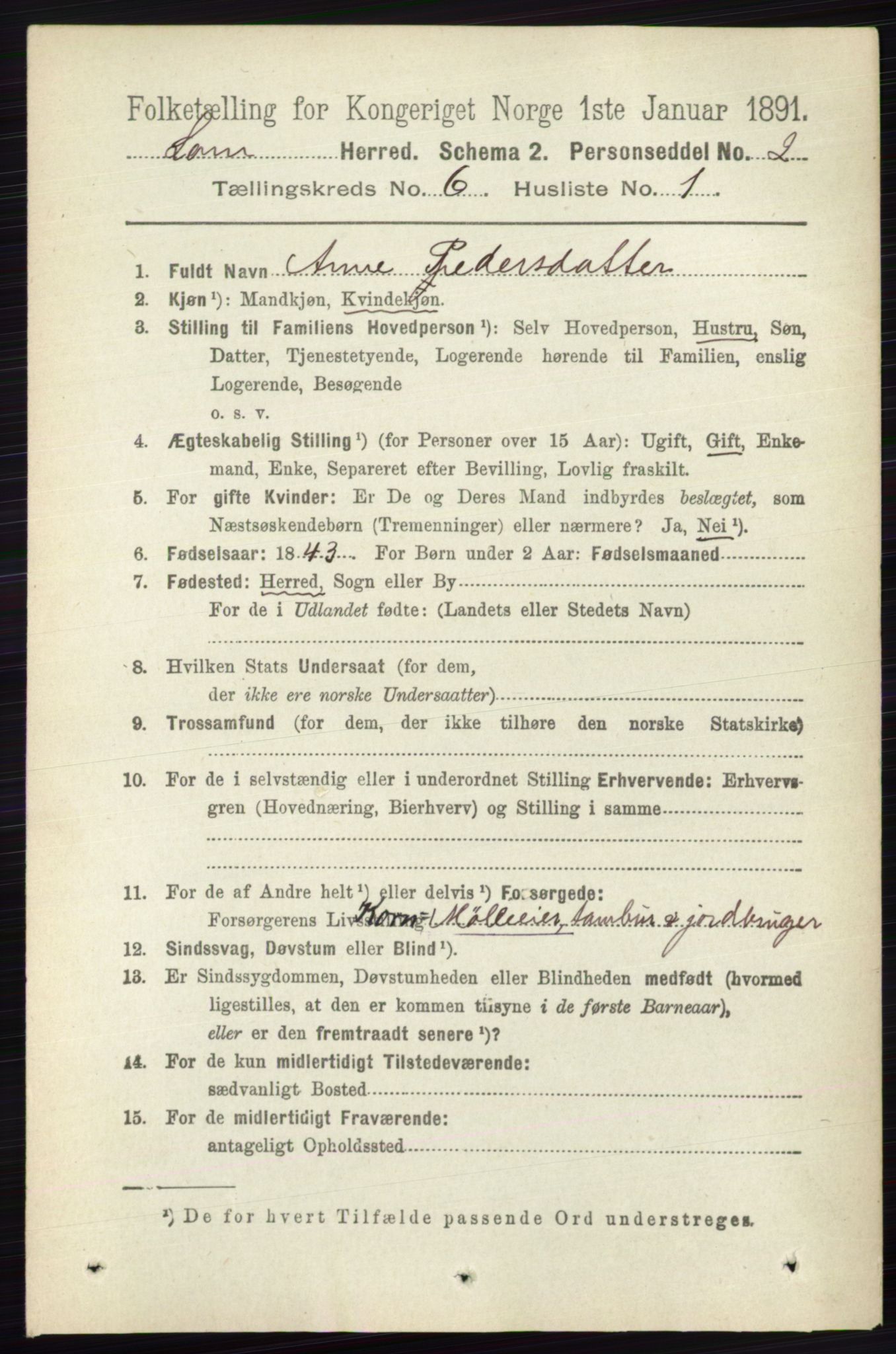 RA, 1891 census for 0514 Lom, 1891, p. 2371