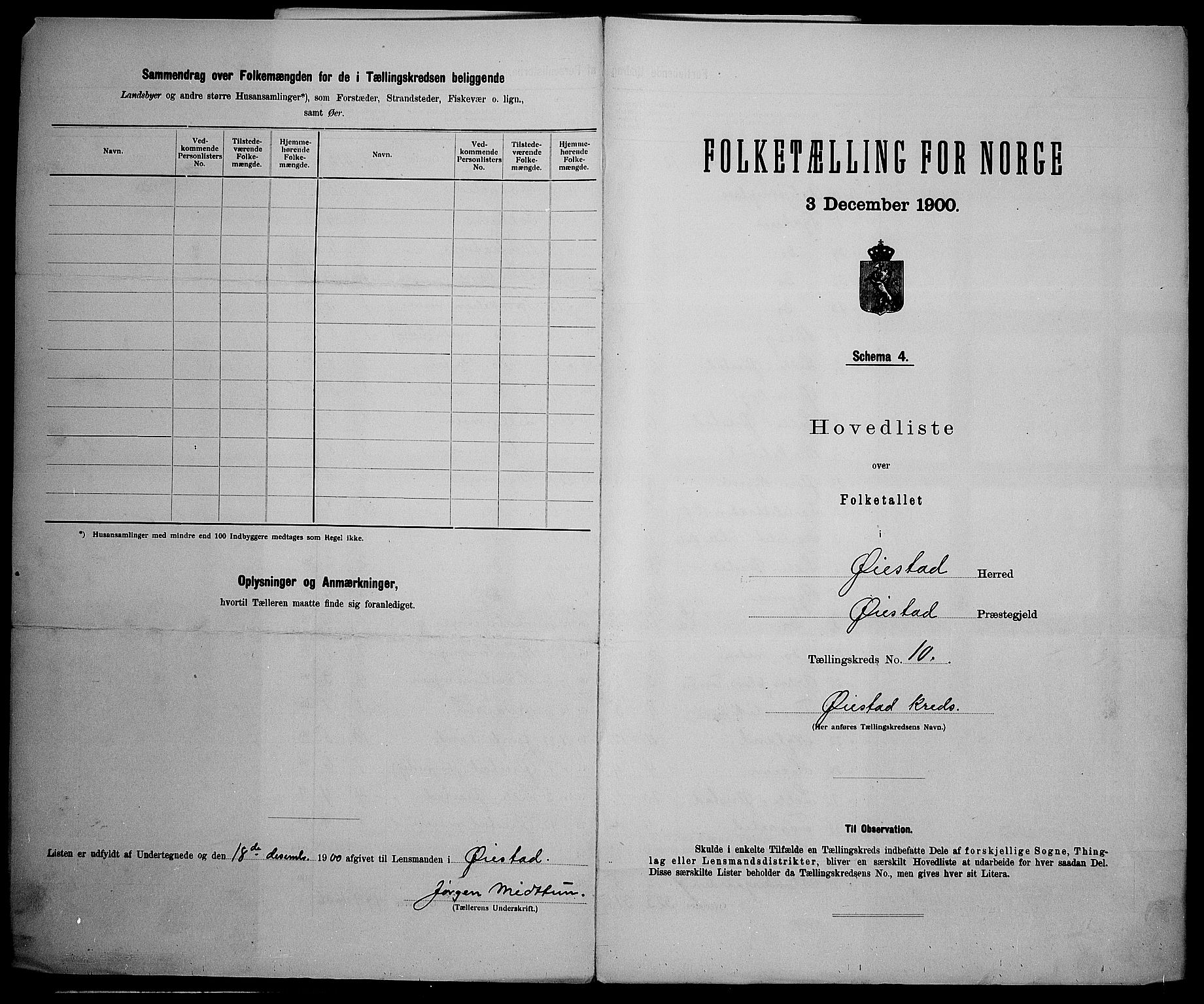 SAK, 1900 census for Øyestad, 1900, p. 38